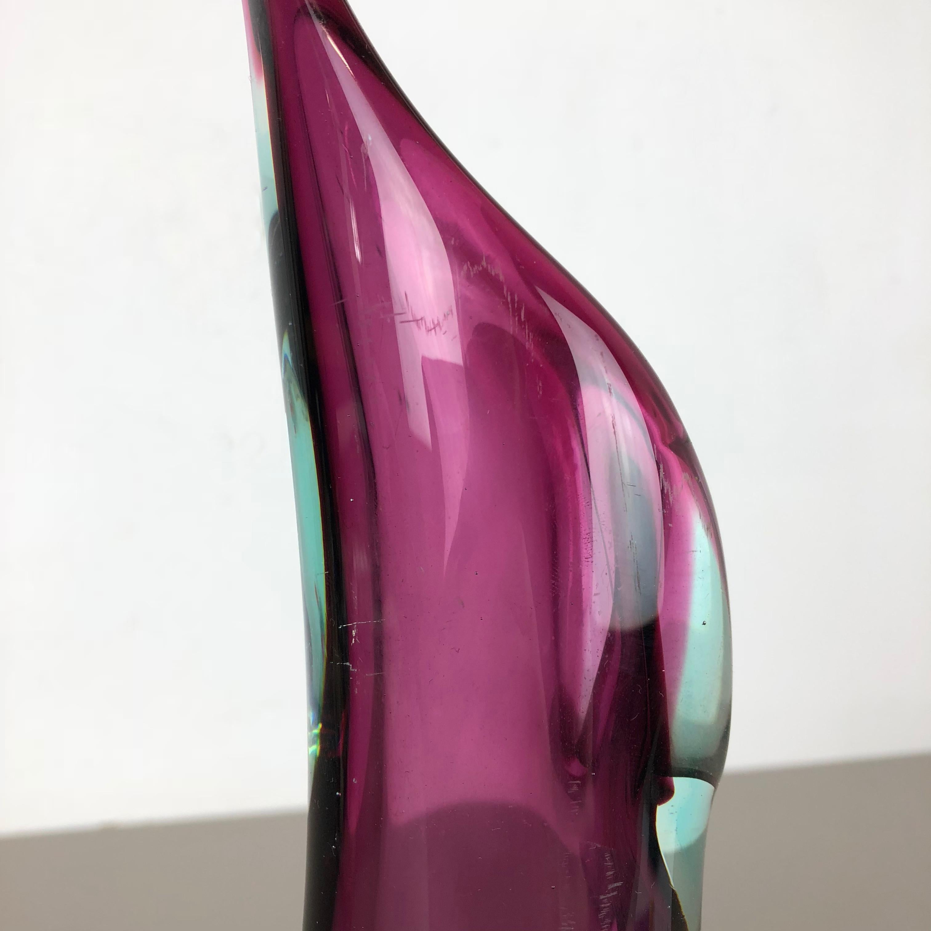 Extra Large Multi-Color Pink Heavy Large Murano Glass Sommerso Vase Italy, 1970s 6