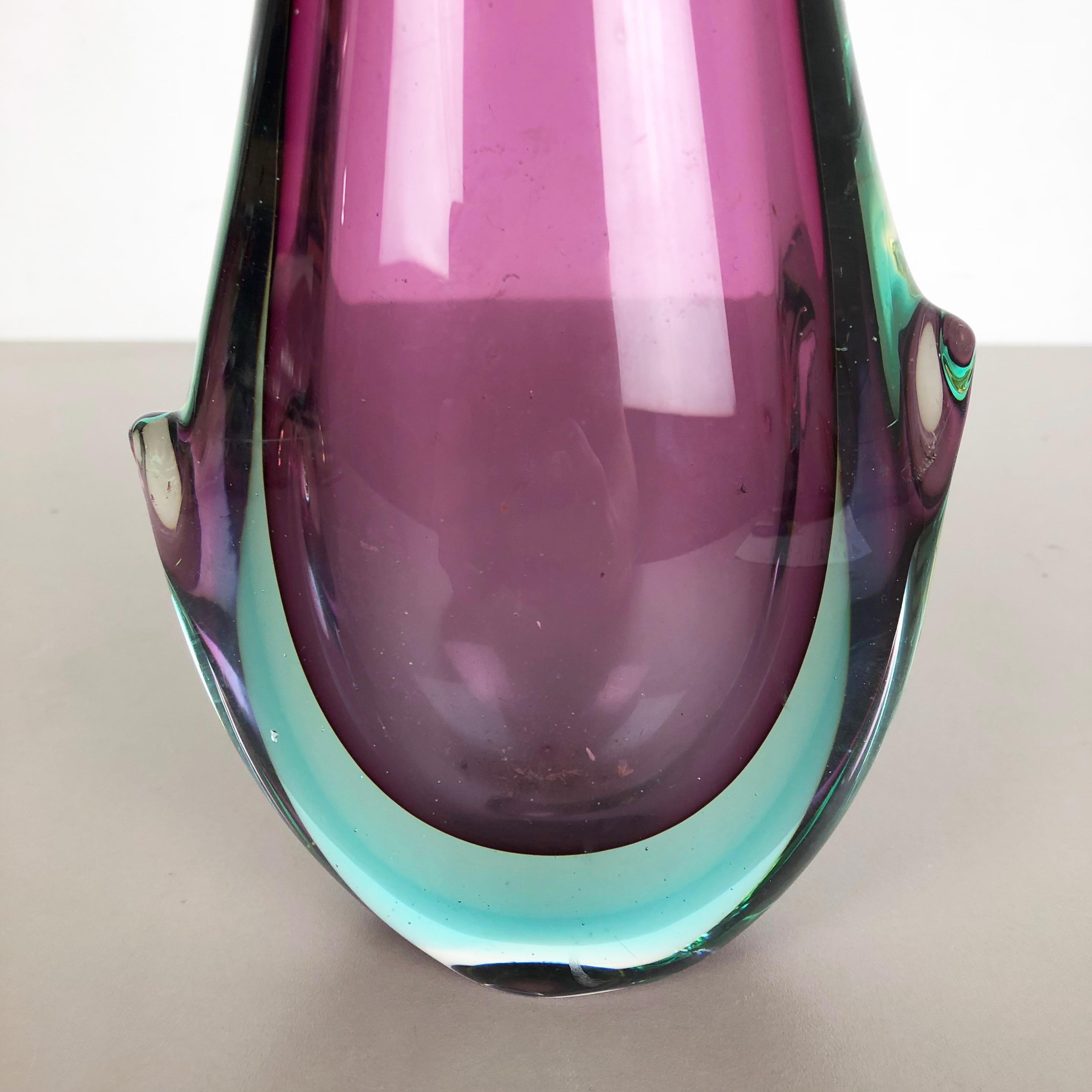 Extra Large Multi-Color Pink Heavy Large Murano Glass Sommerso Vase Italy, 1970s 7