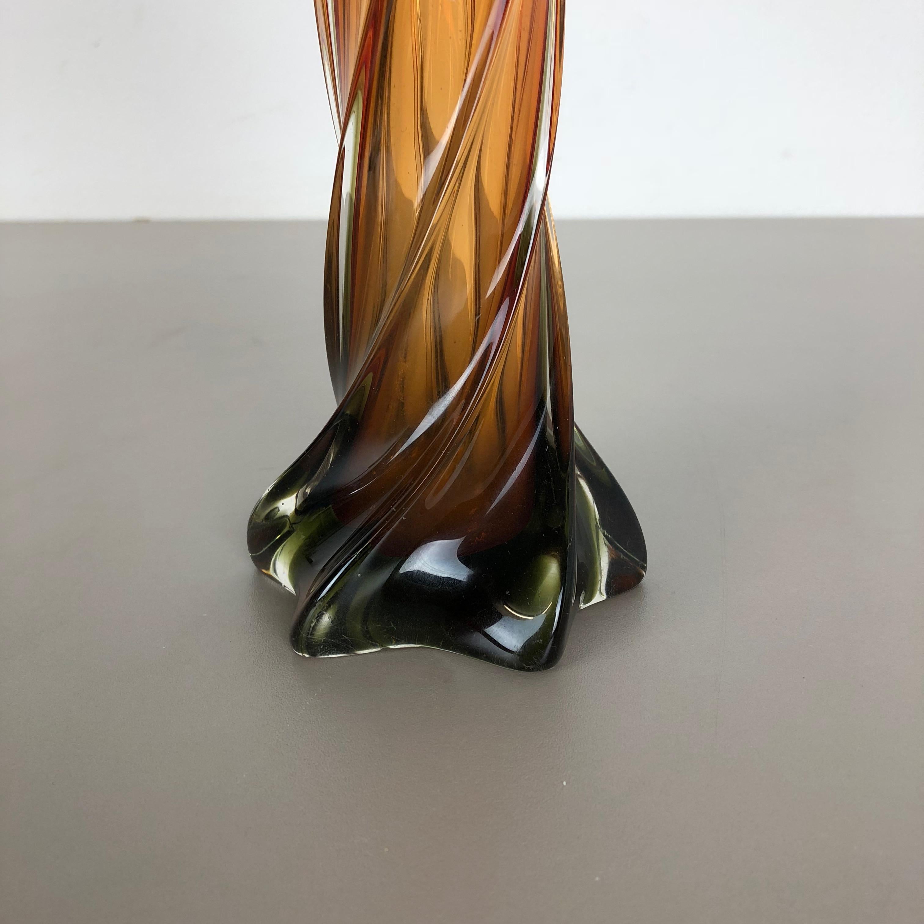Murano Glass Extra Large Multi-Color Floral Glass Sommerso Vase Made in Murano, Italy, 1960s