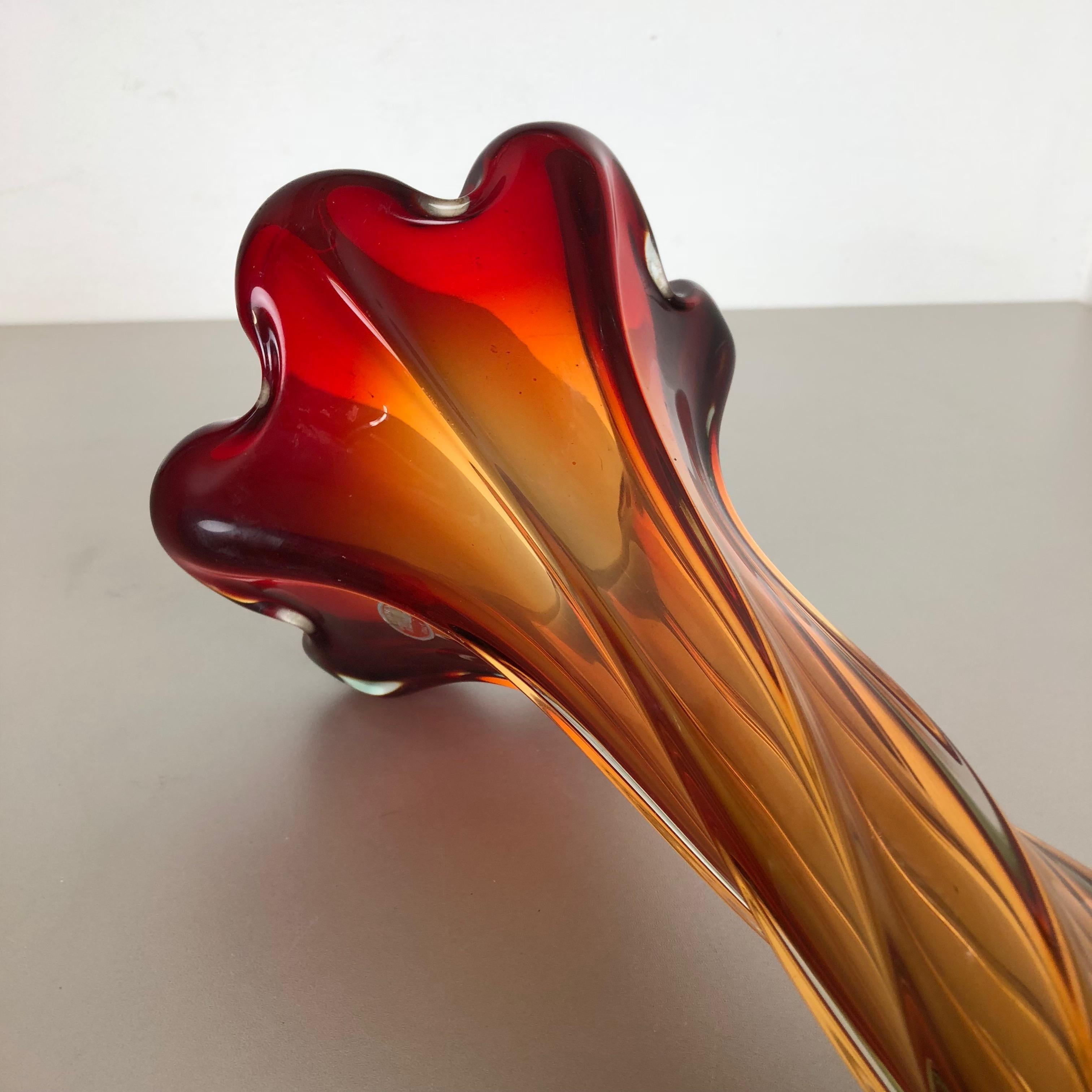 Extra Large Multi-Color Floral Glass Sommerso Vase Made in Murano, Italy, 1960s 2