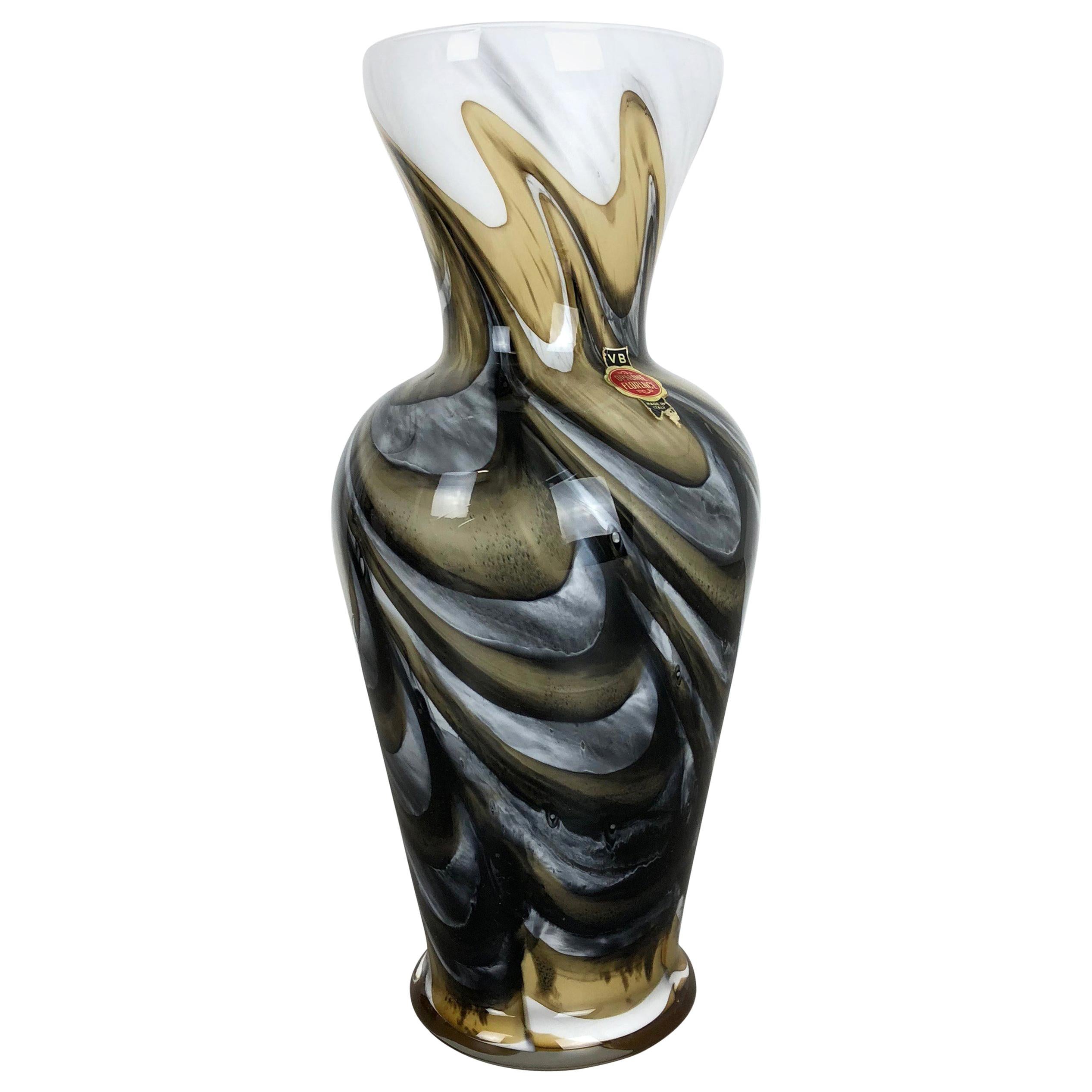 Extra Large Multicolored Pop Art Vase Opaline Florence, Italy, 1970s