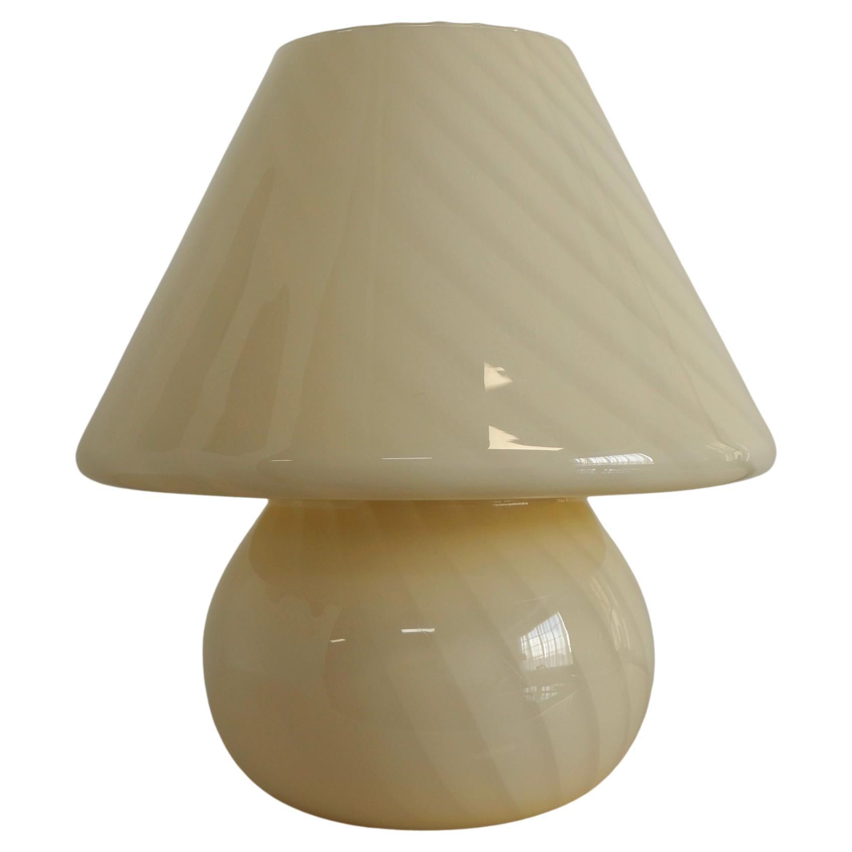 Extra Large Murano Art Glass Mushroom Lamp in Cream For Sale