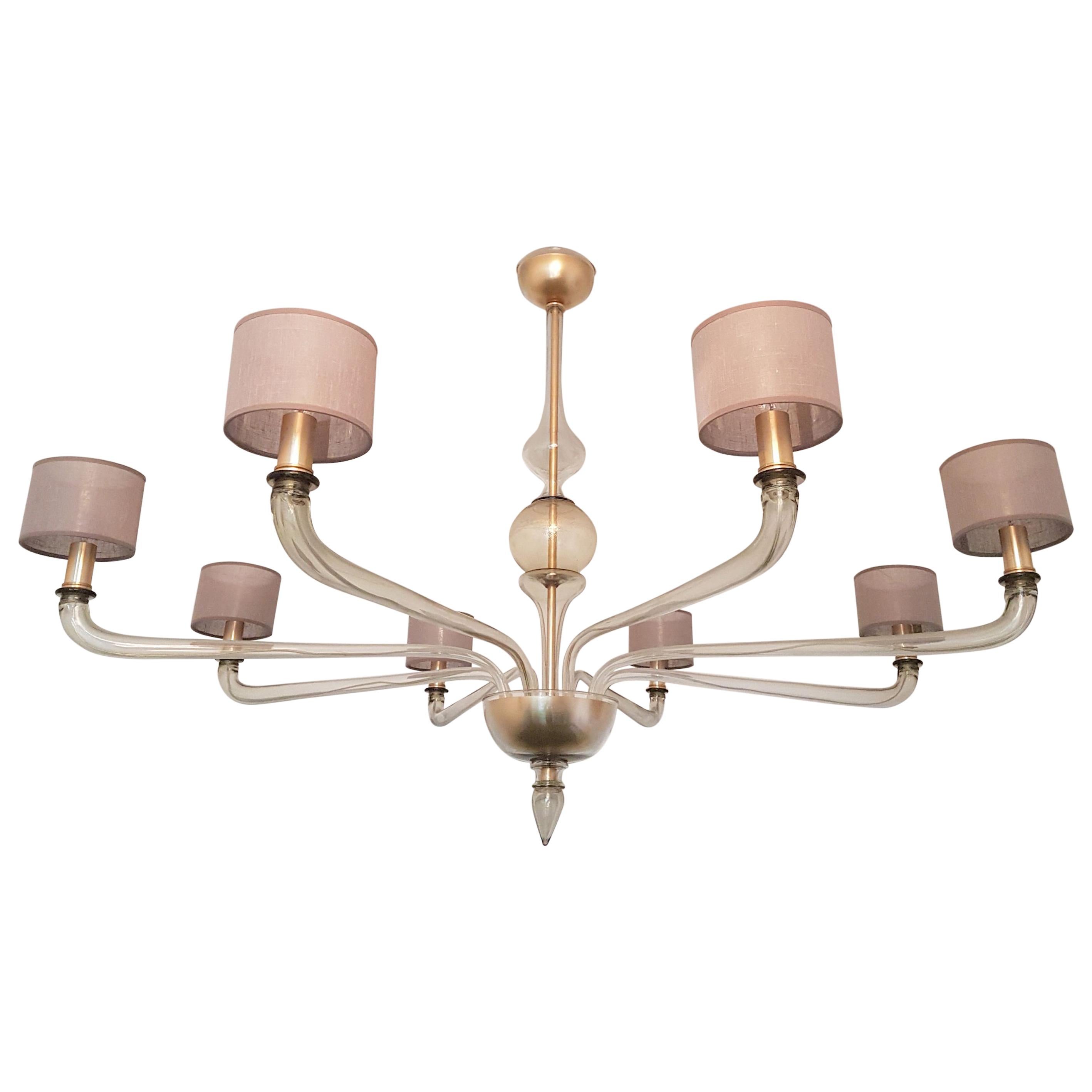 Extra Large Murano Clear Glass Chandelier, Mid-Century Modern by Seguso, 1970s