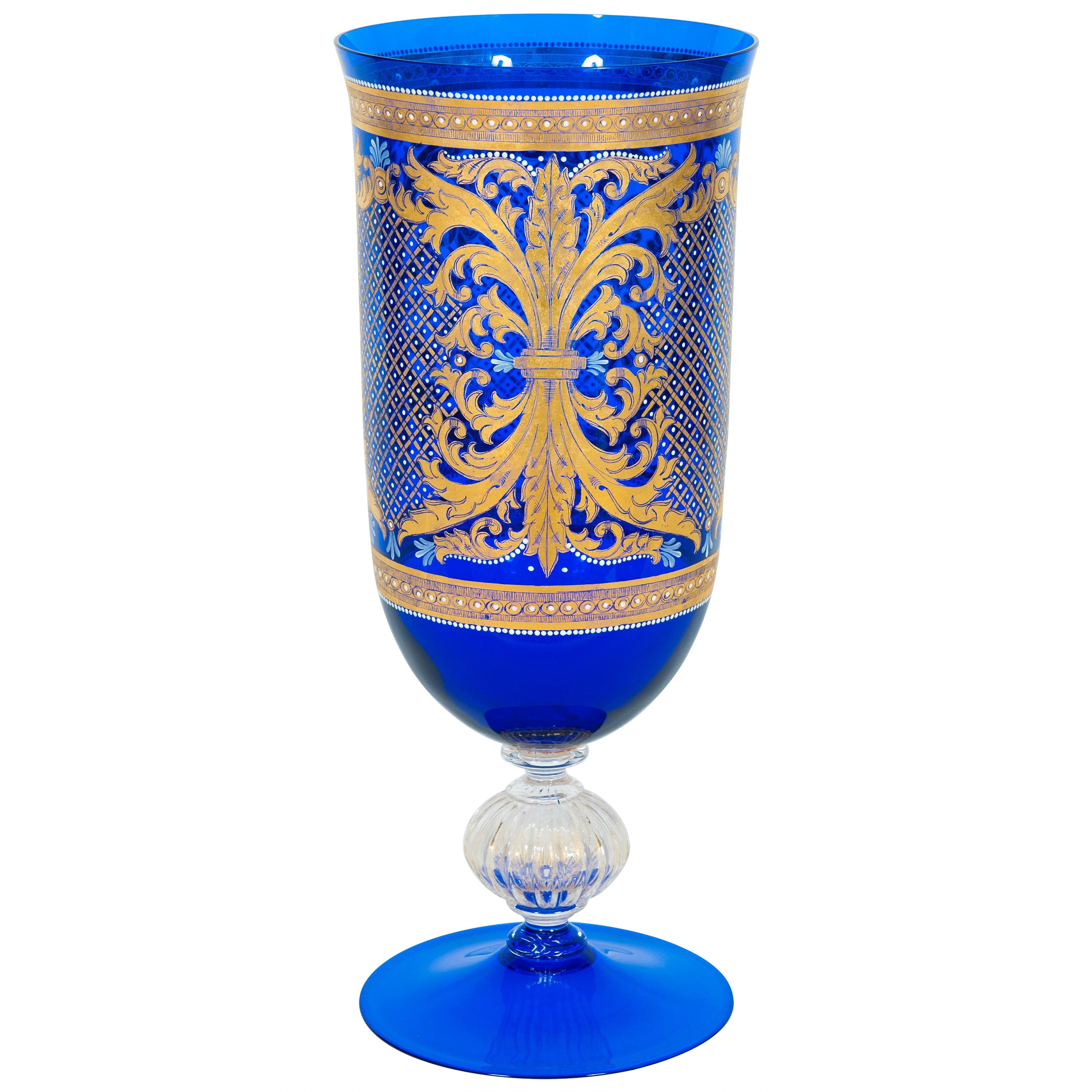 Extra-large tasse en verre de Murano avec décorations en or 24 carats, Italie, années 1960 en vente