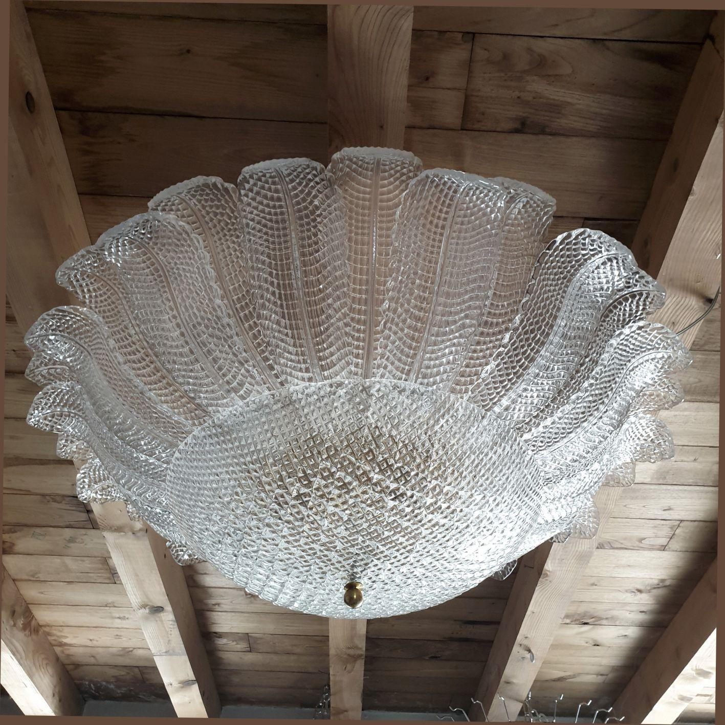 Mid-Century Modern Large Murano glass Mid Century Modern flush mount chandelier For Sale
