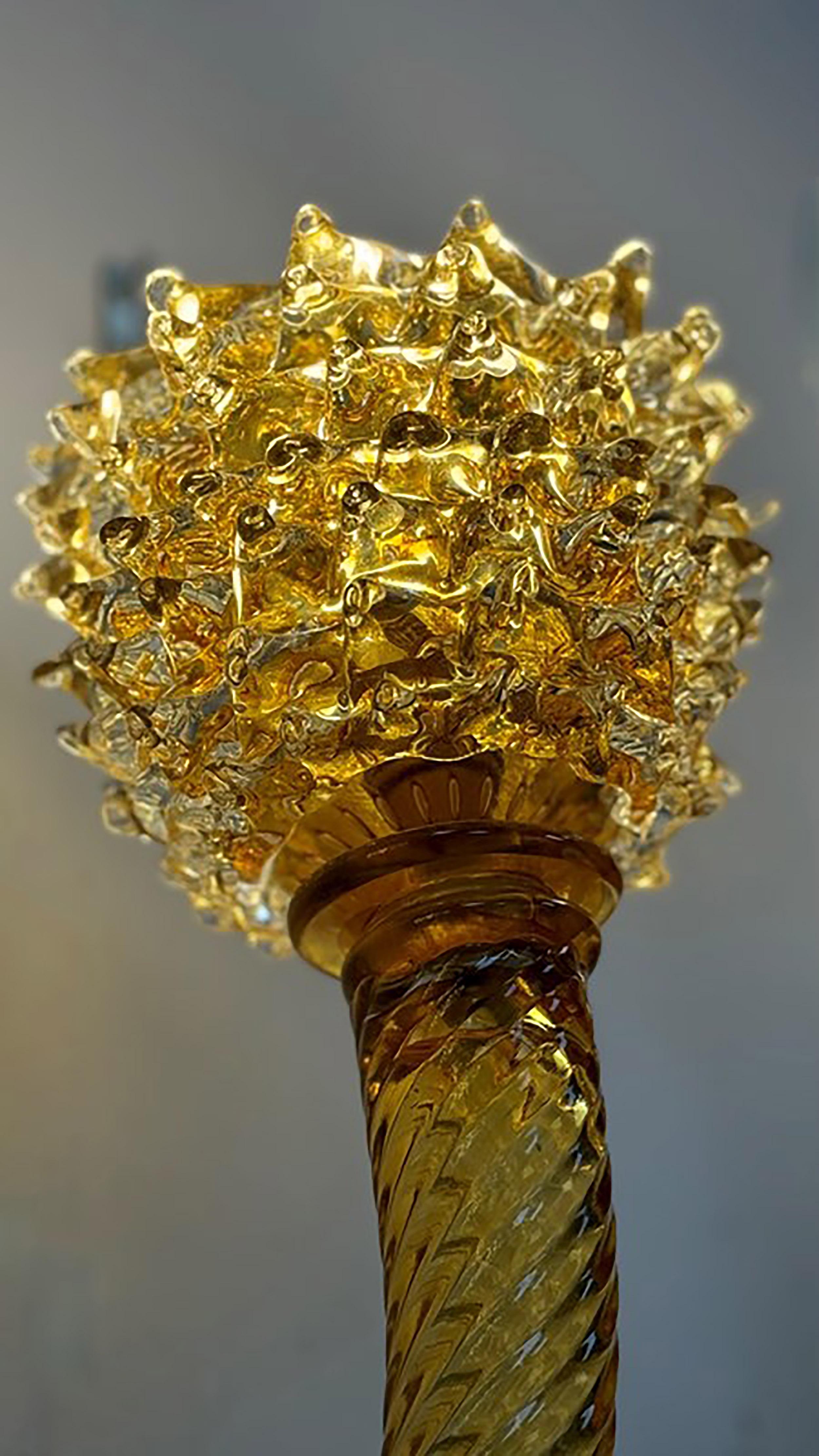 Apliques extragrandes Palazzo de cristal de Murano en ámbar y cristal Chapado en oro en venta