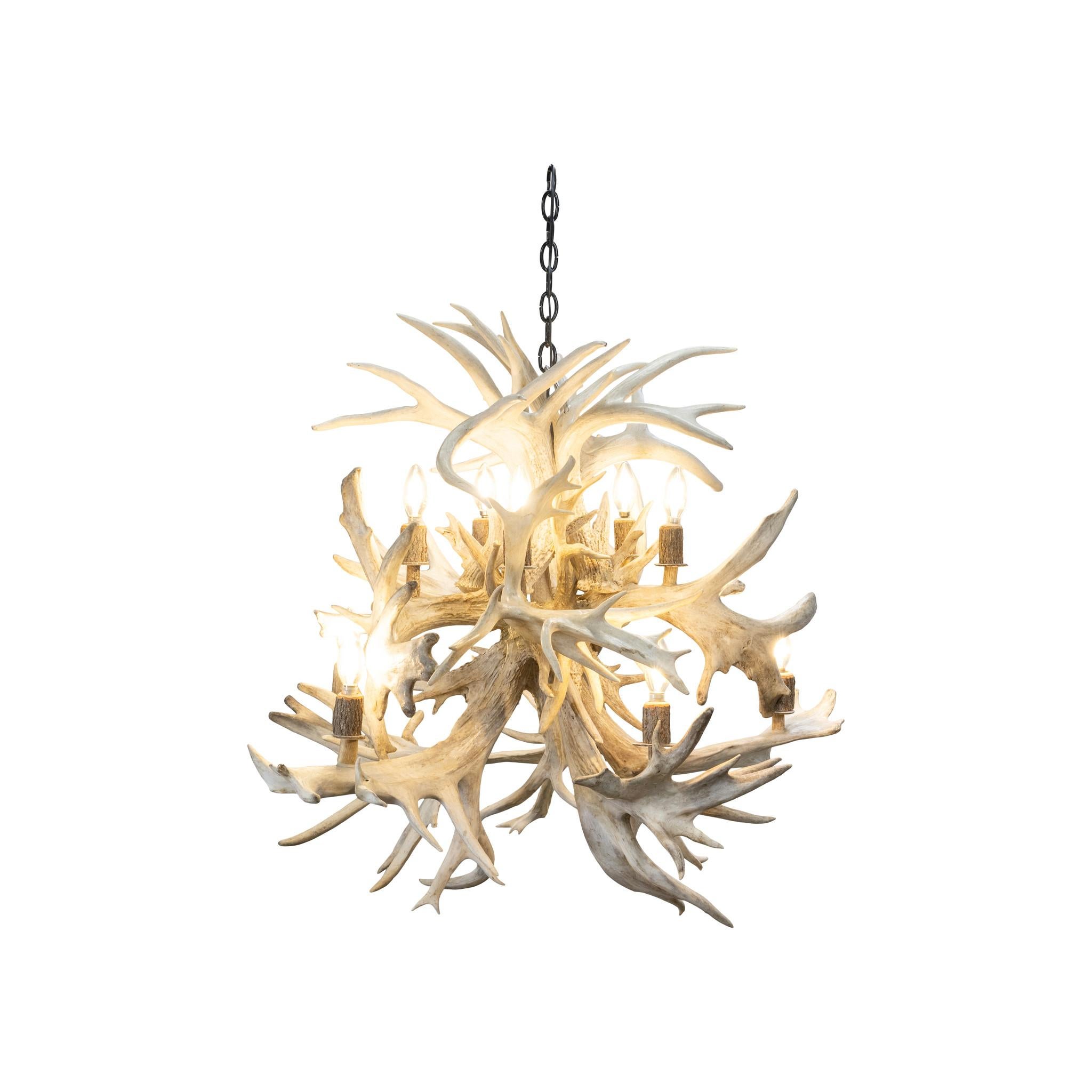 Très grand lustre à boule de feu en bois de cerf de Virginie naturel Neuf - En vente à Coeur d'Alene, ID