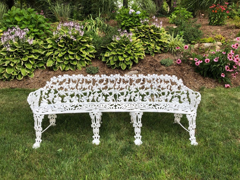 Extra Large Neoclassical Floral Garden Bench at 1stDibs