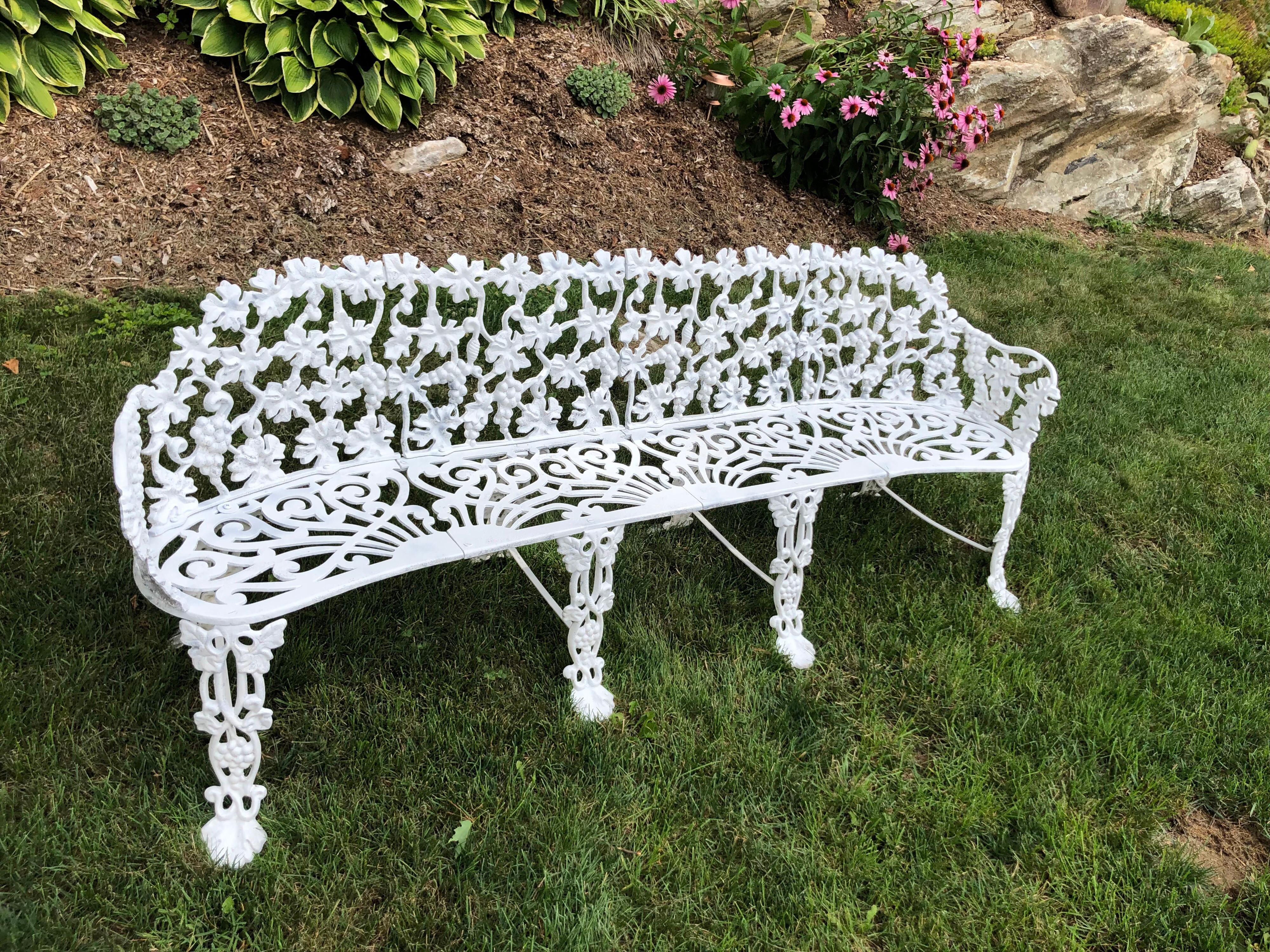 American Extra Large Neoclassical Floral Garden Bench