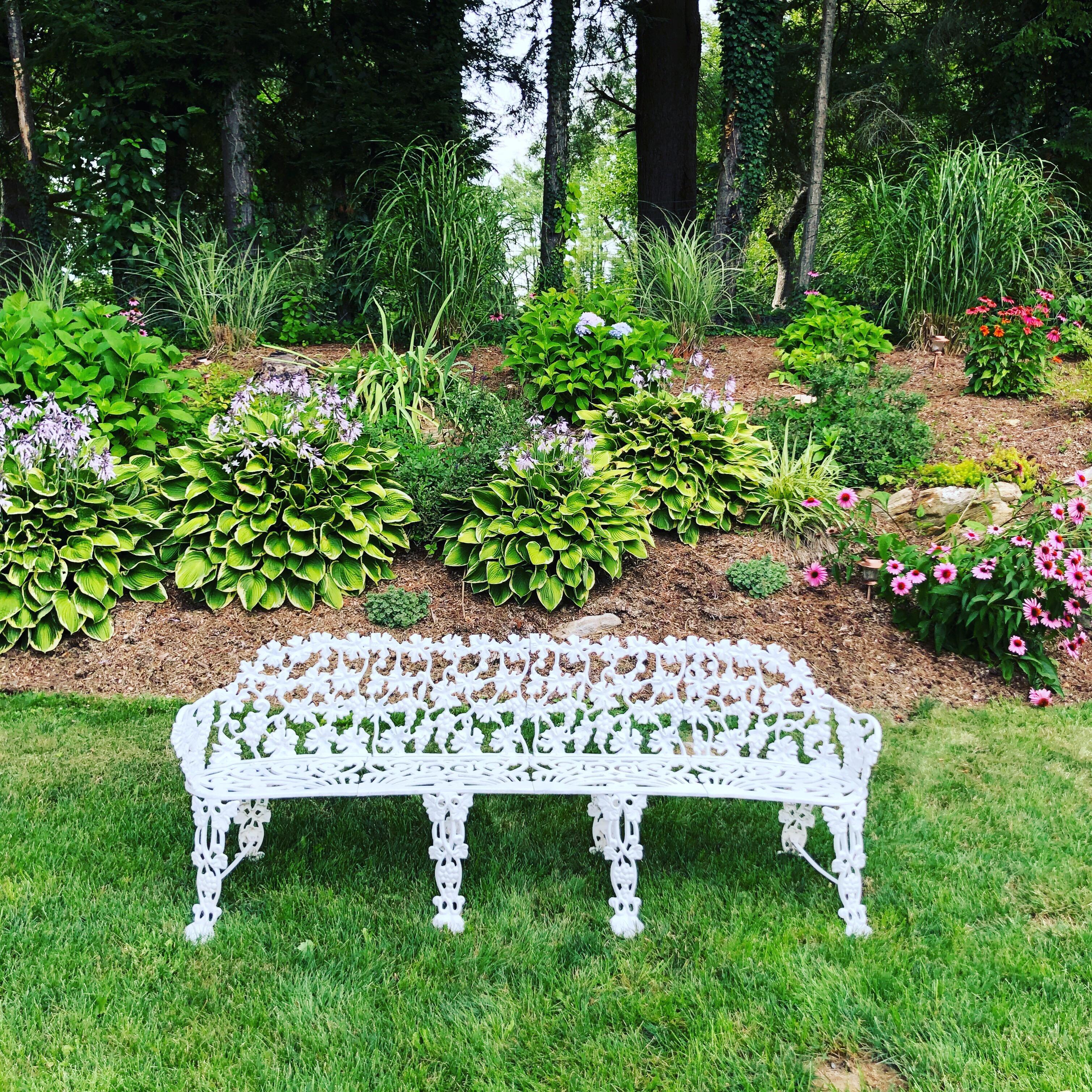 Extra Large Neoclassical Floral Garden Bench In Good Condition In Redding, CT