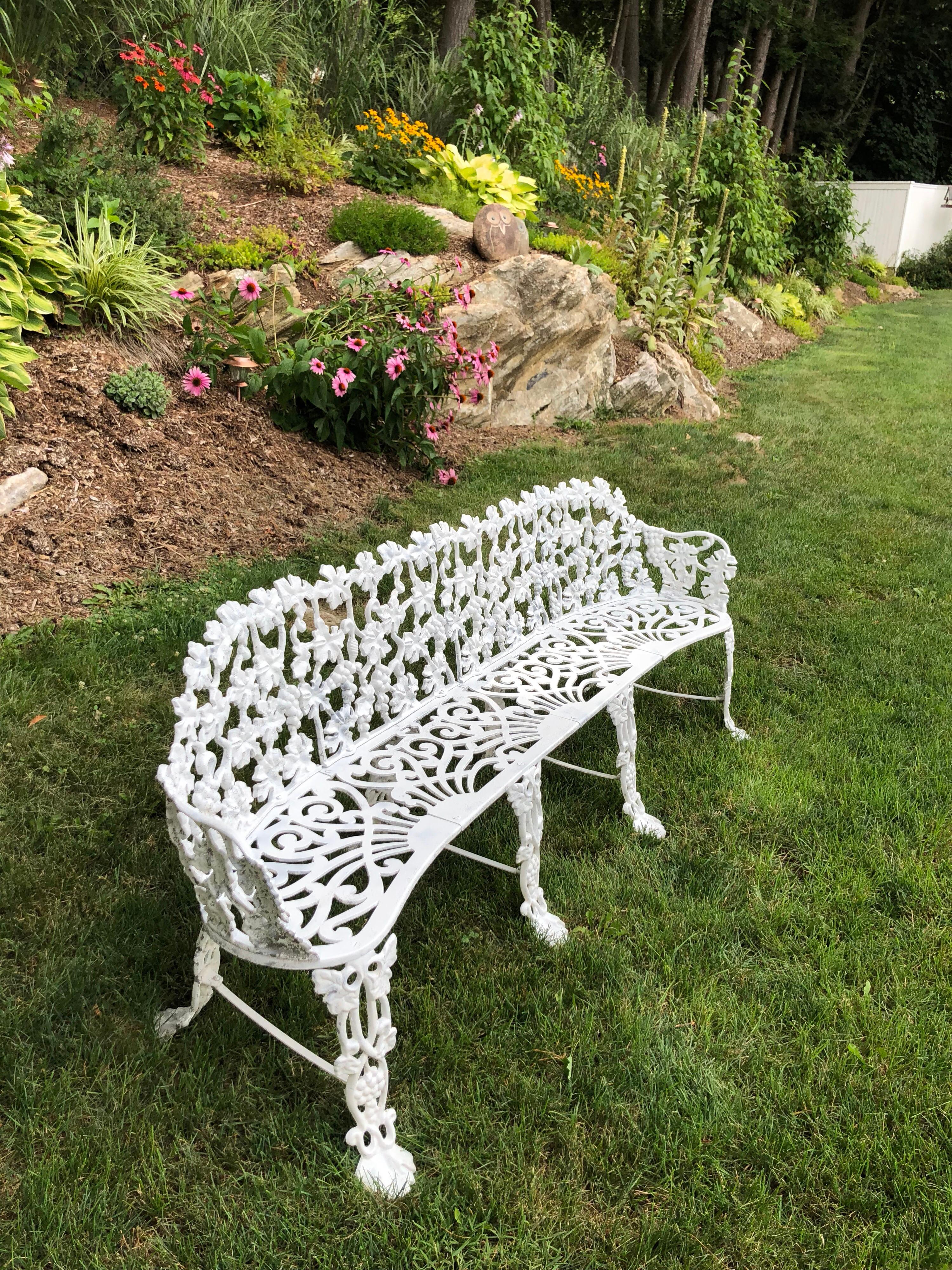 Mid-20th Century Extra Large Neoclassical Floral Garden Bench