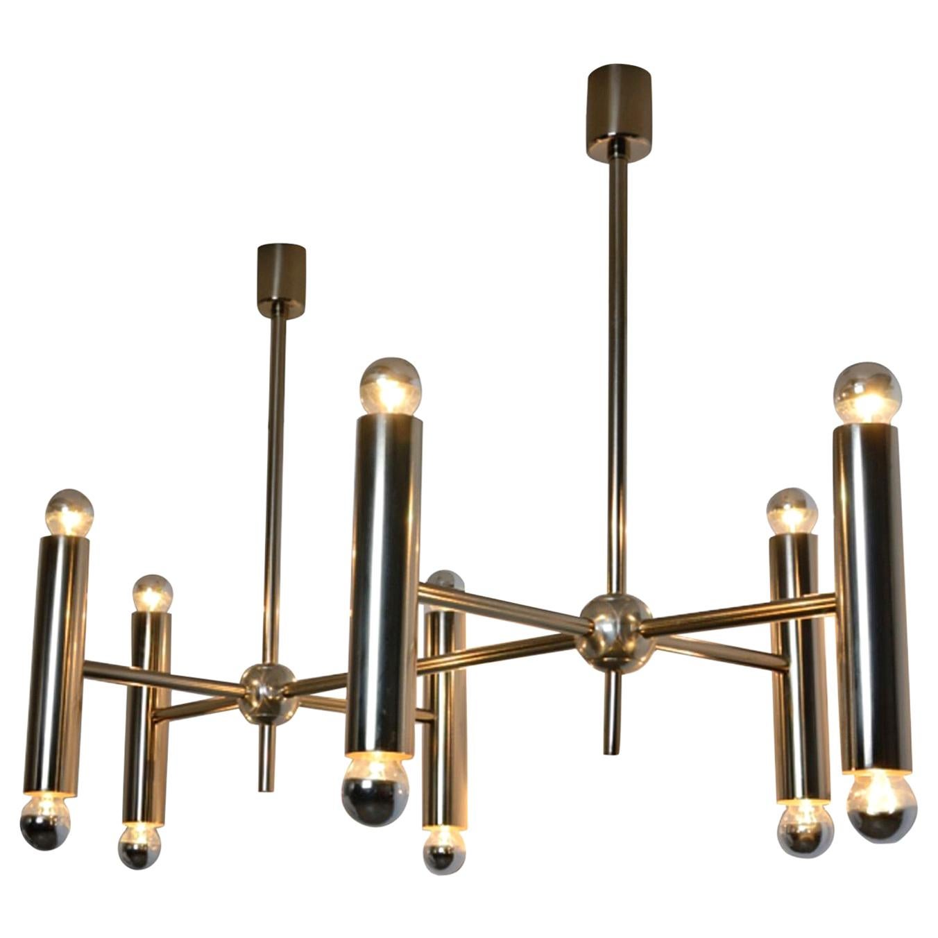 Extra Large Nickel-Plated Modern Geometric Chandelier For Sale