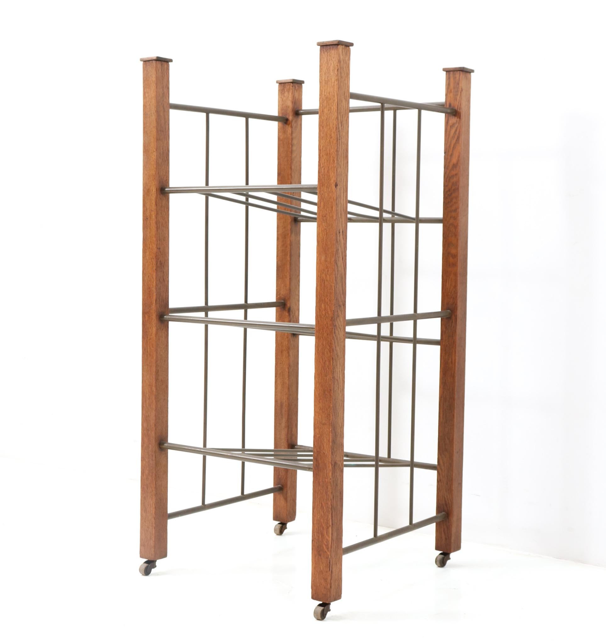 Extra Large Oak Art Deco Modernist Magazine Rack or Stand, 1920s In Good Condition For Sale In Amsterdam, NL