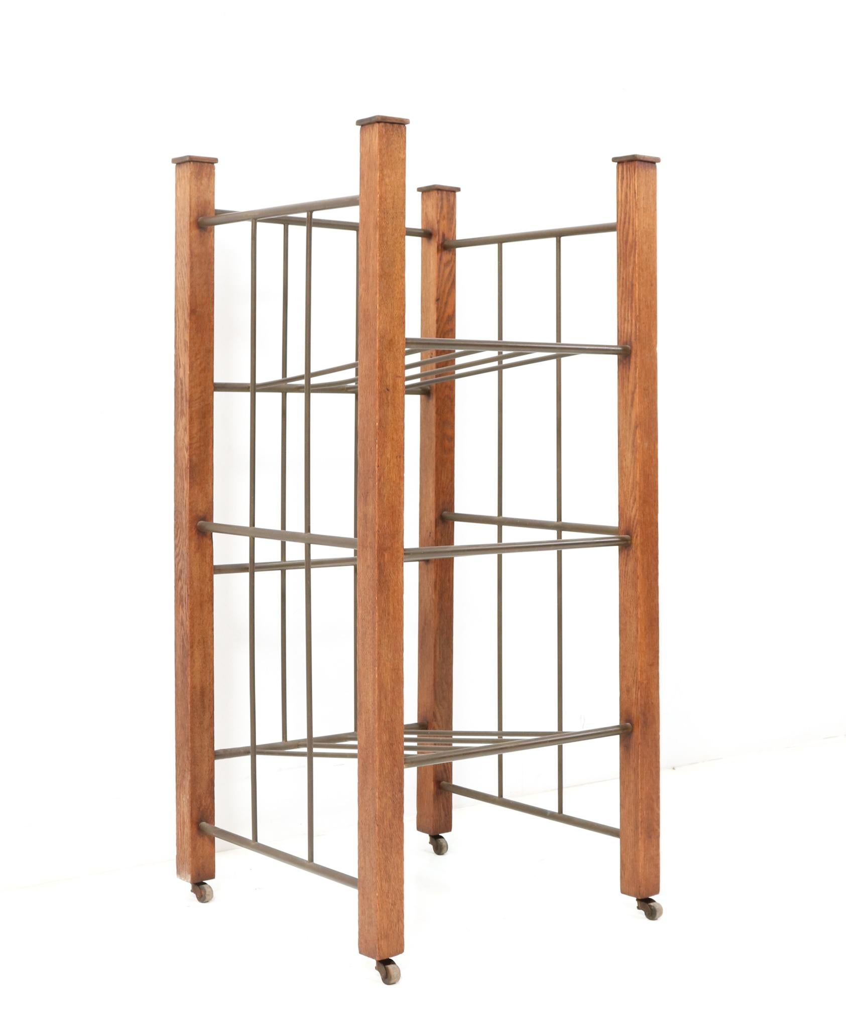 Early 20th Century Extra Large Oak Art Deco Modernist Magazine Rack or Stand, 1920s For Sale