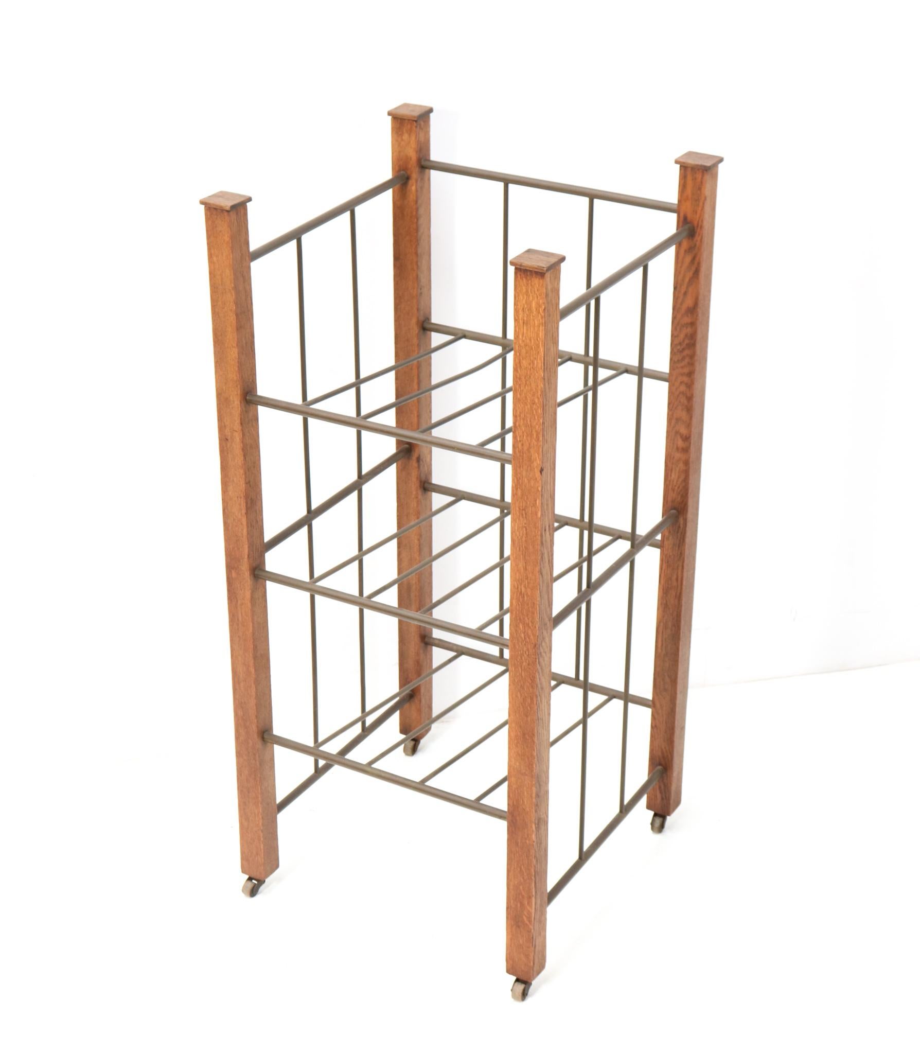 Extra Large Oak Art Deco Modernist Magazine Rack or Stand, 1920s For Sale 1