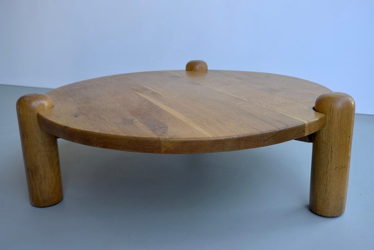 Extra Large Oak Round Coffee Table In Style Of Charlotte Perriand France 1960s At 1stdibs Extra Large Oak Round Coffee Table In, Extra Large Round Coffee Table