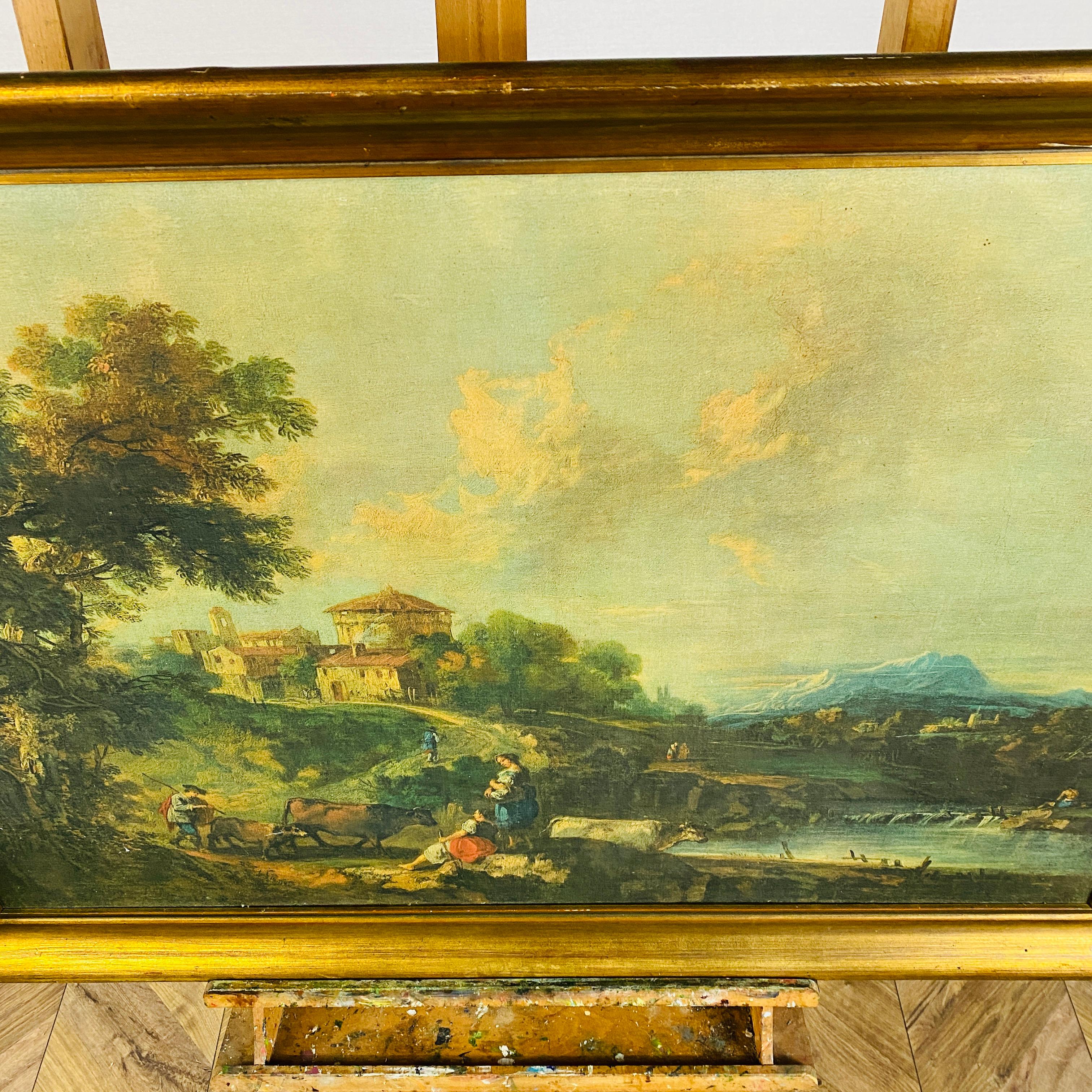 Late Victorian Extra Large Oil on Canvas, Framed + Unsigned