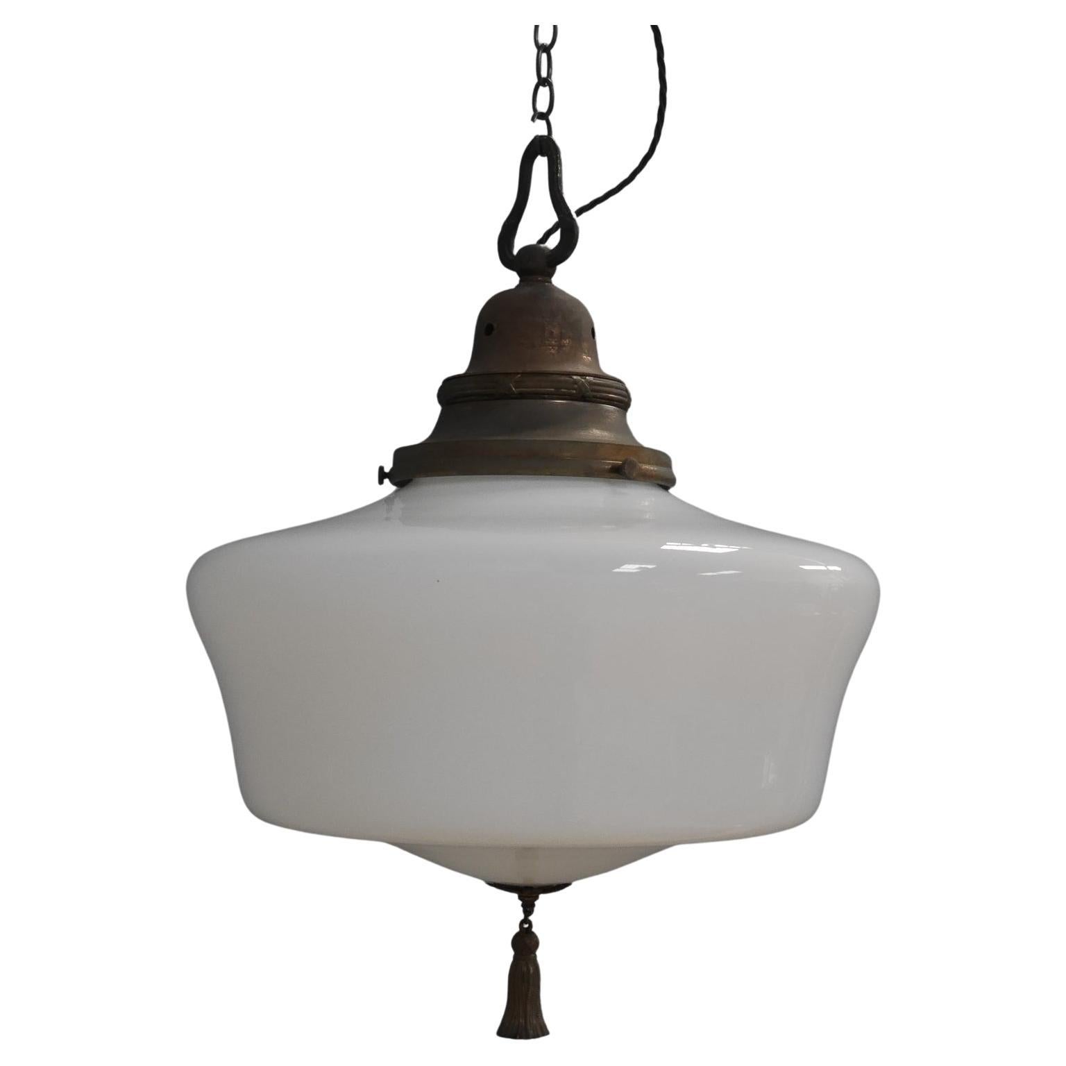 Extra Large Opaline Glass Pendant Light c1910 