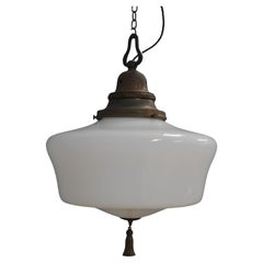 Extra Large Opaline Glass Pendant Light c1910