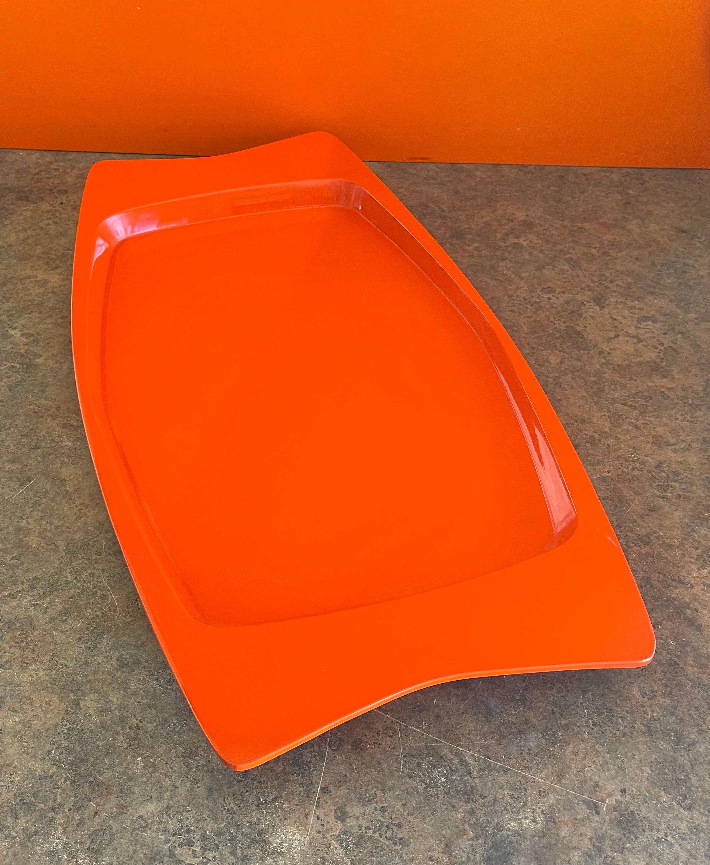 Scandinavian Modern Extra Large Orange Lacquer Tray by Jens Quistgaard for Dansk- Early Production