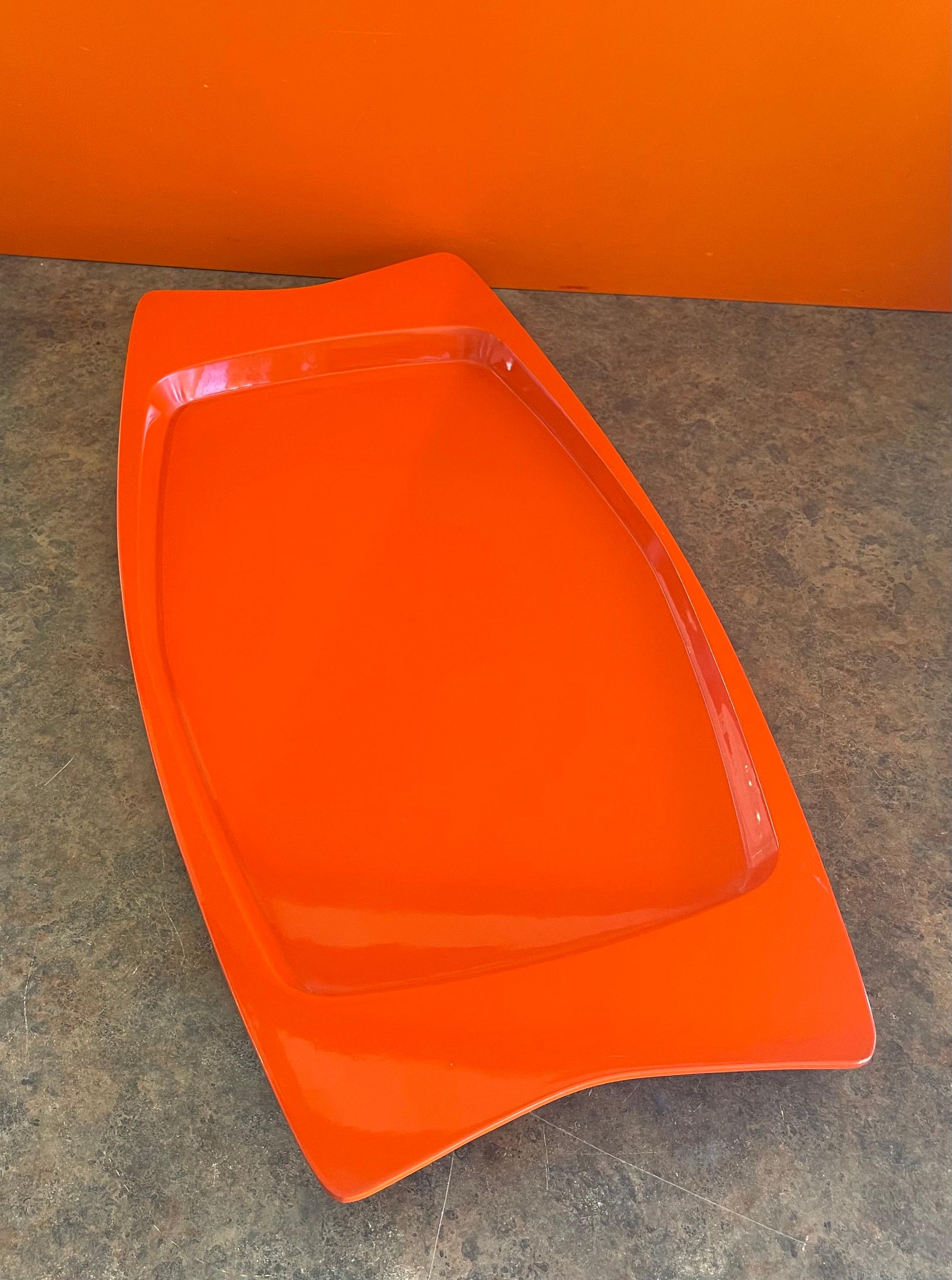 Danish Extra Large Orange Lacquer Tray by Jens Quistgaard for Dansk- Early Production
