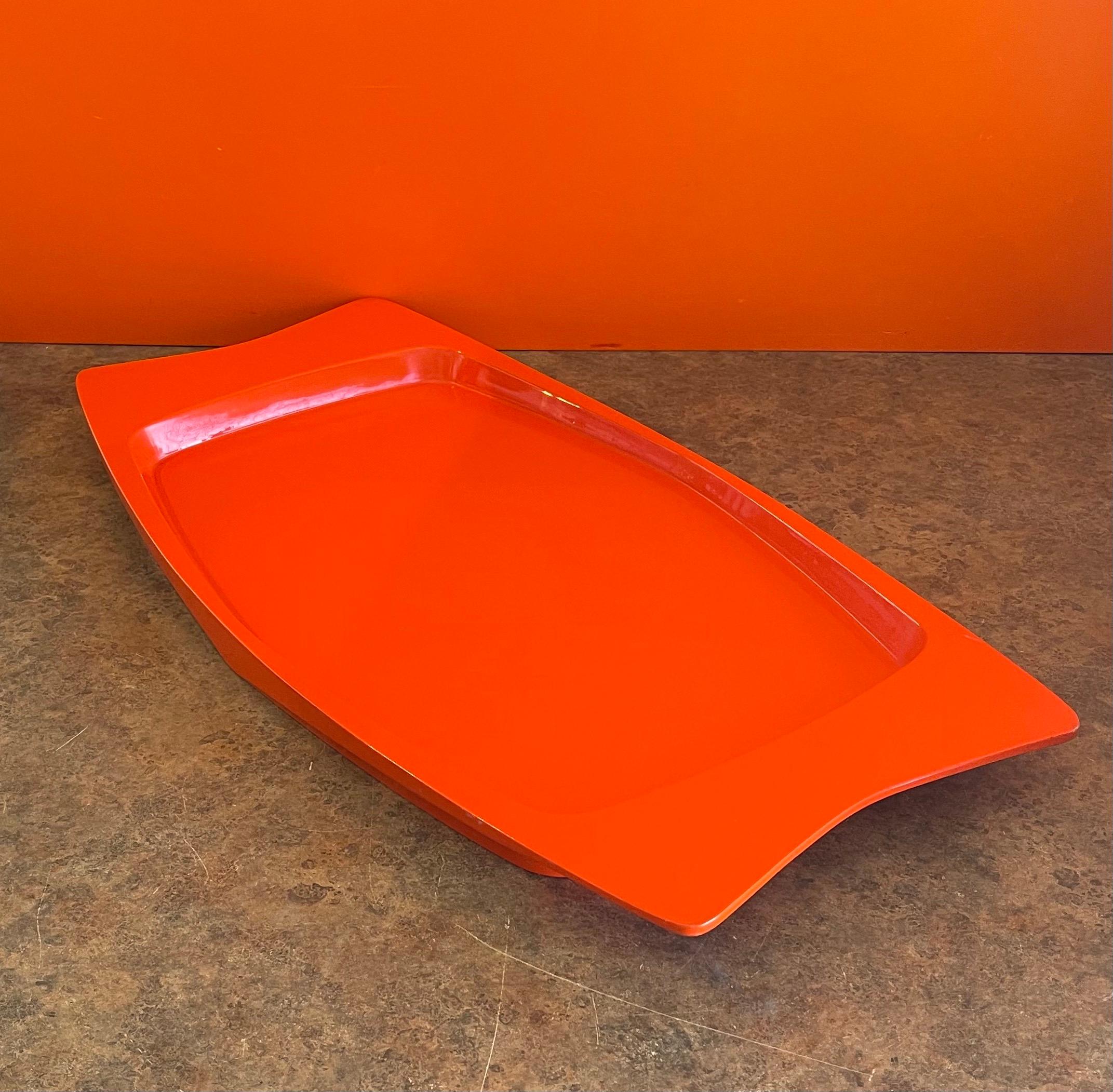 Lacquered Extra Large Orange Lacquer Tray by Jens Quistgaard for Dansk- Early Production