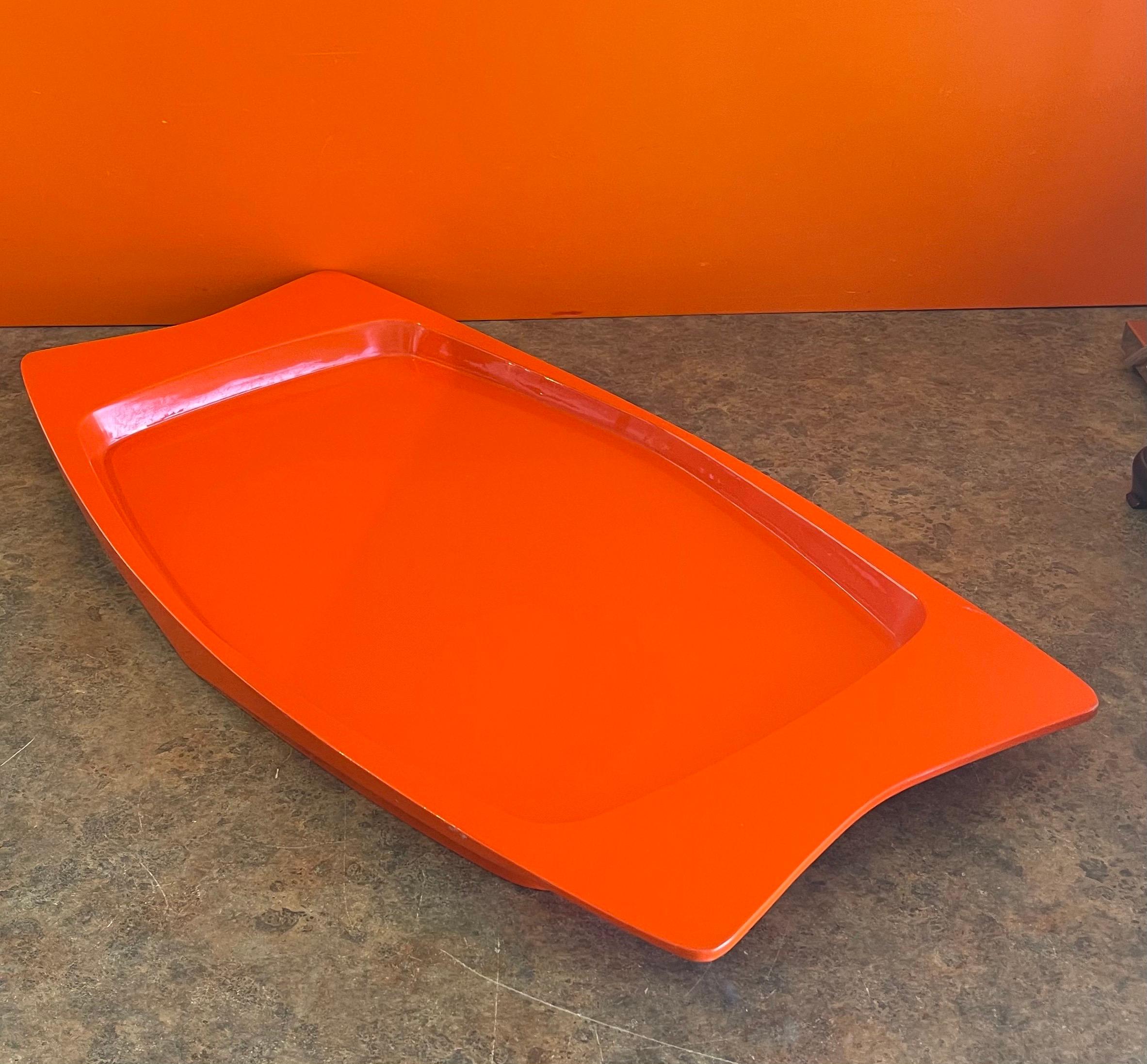 20th Century Extra Large Orange Lacquer Tray by Jens Quistgaard for Dansk- Early Production