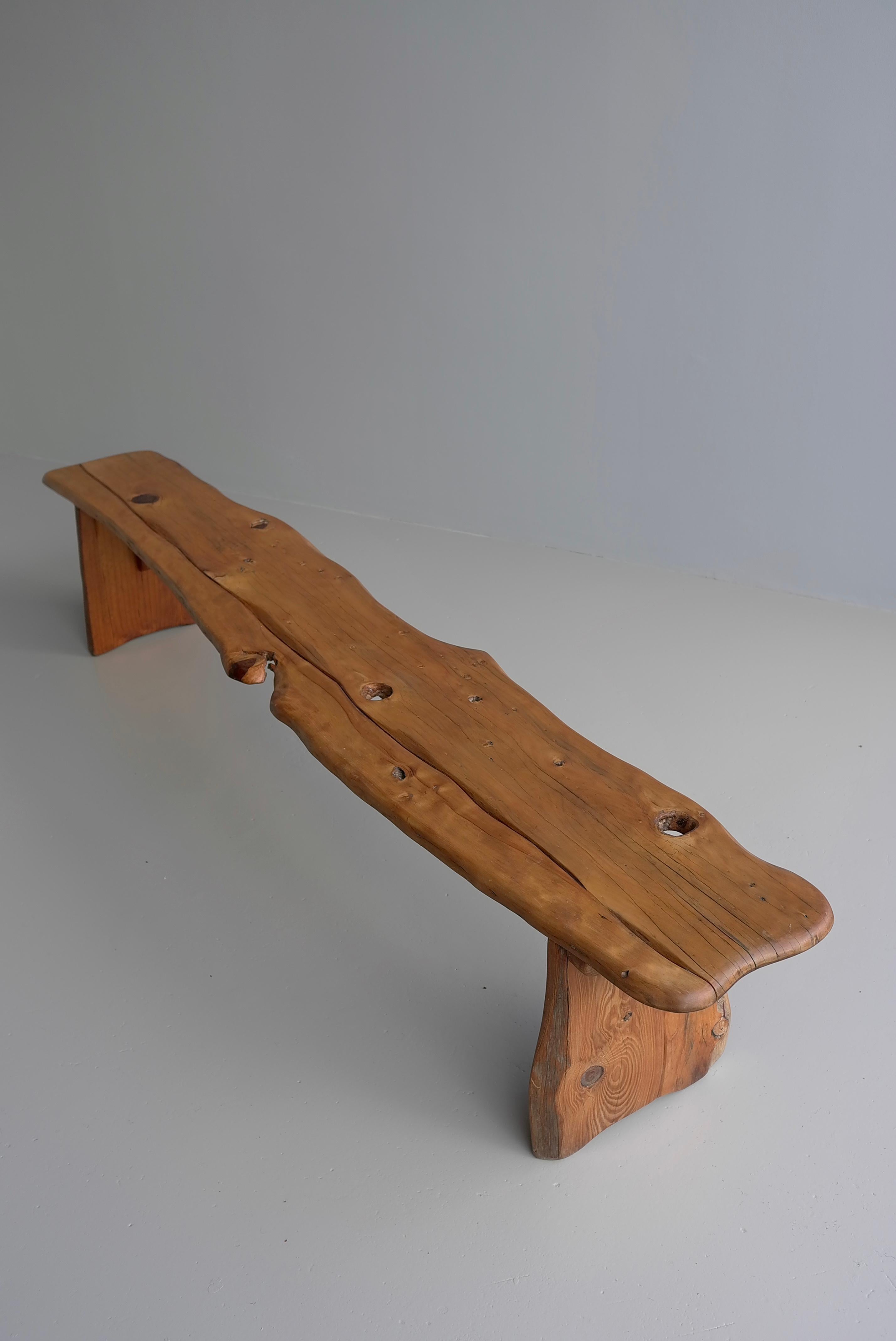 Mid-20th Century Extra Large Organic Acacia live edge Mid-Century modern wooden Bench  For Sale