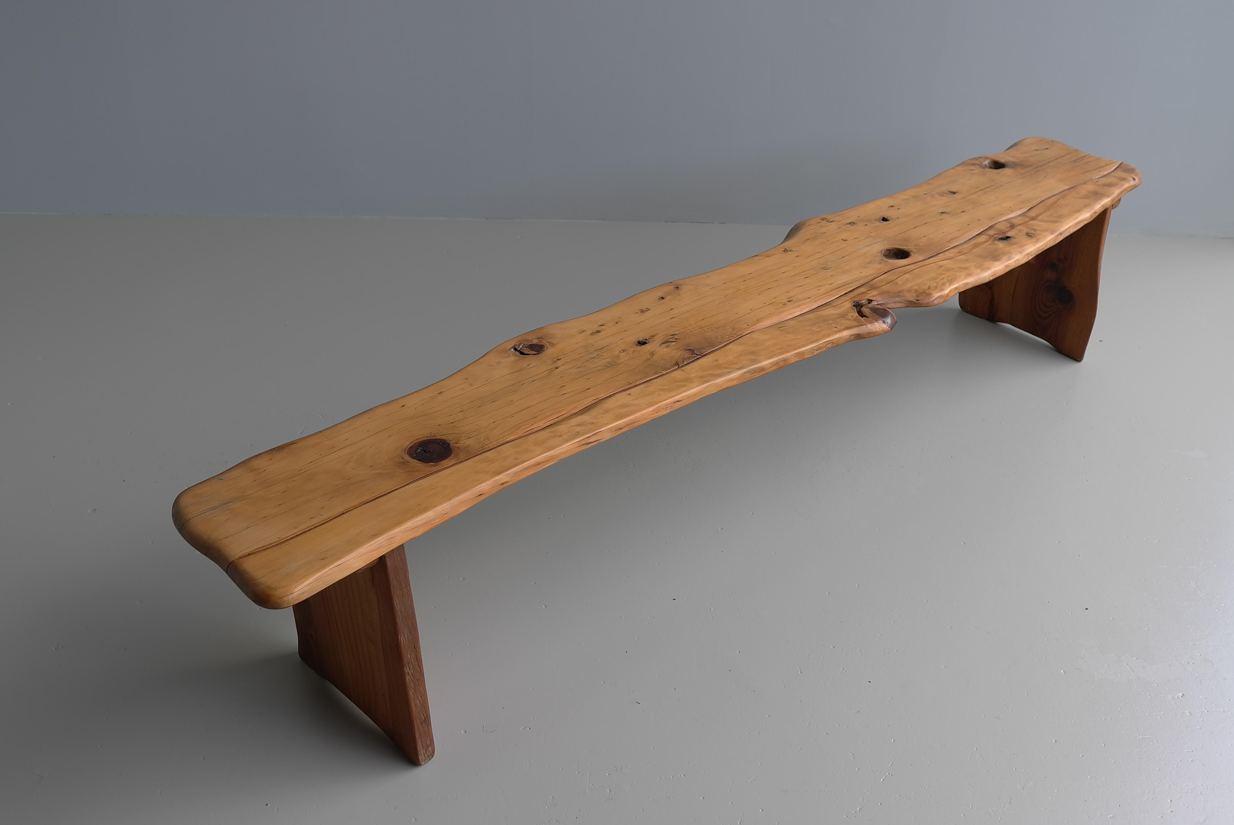 Extra Large Organic Acacia live edge Mid-Century modern wooden Bench  For Sale 1
