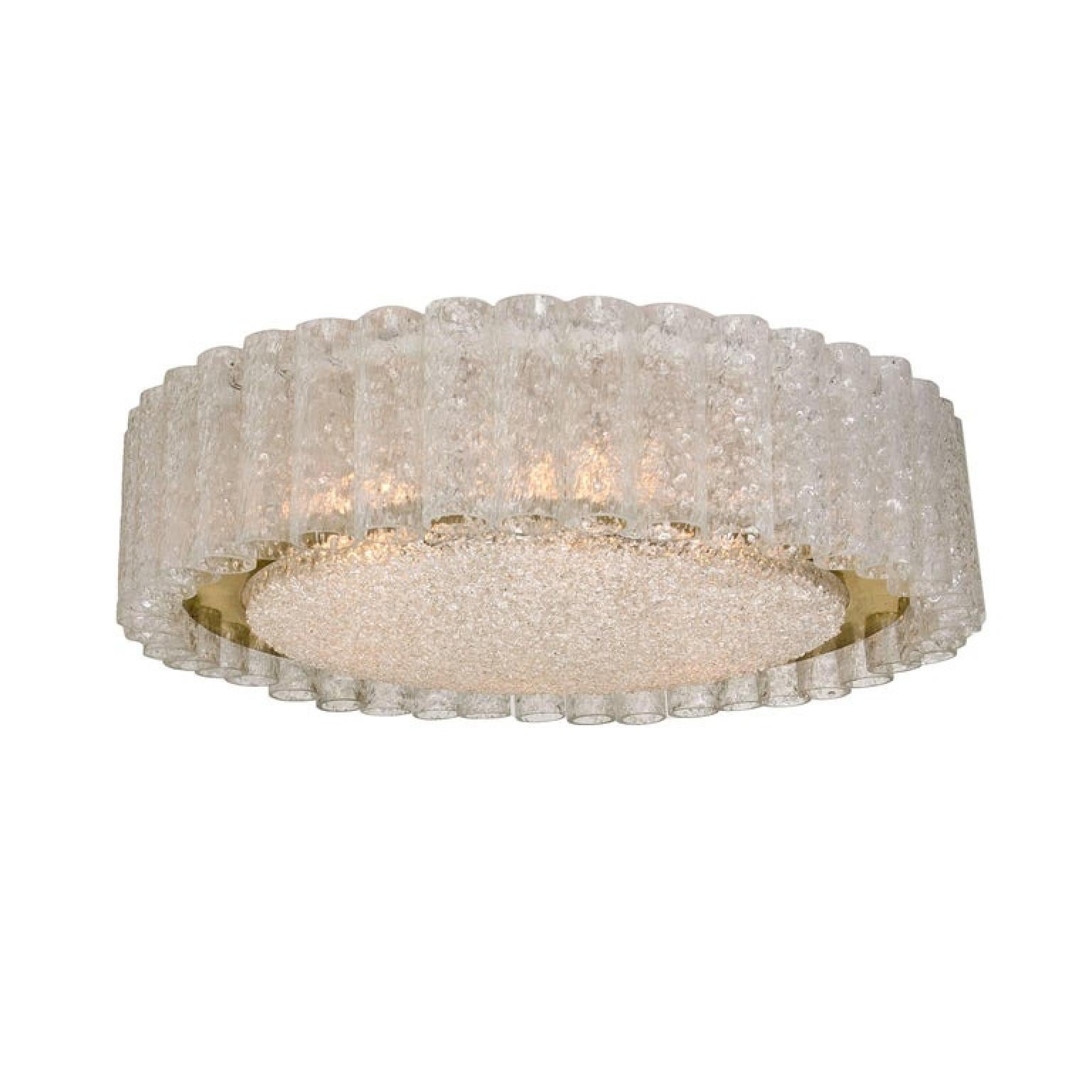 Mid-Century Modern Très grand luminaire encastré en verre organique et laiton de Doria, 1970 en vente