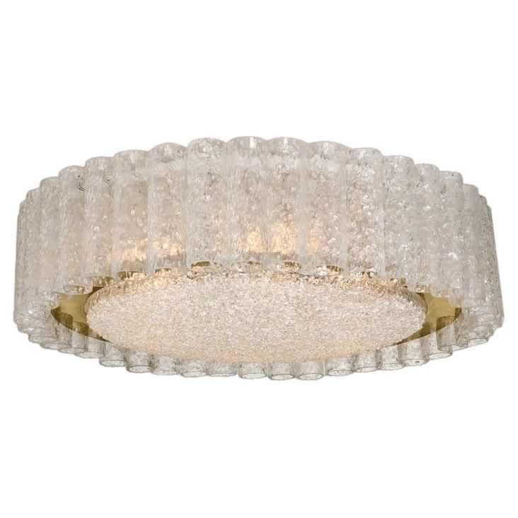 Très grand luminaire encastré en verre organique et laiton de Doria, 1970 en vente