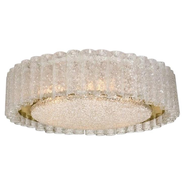 Extra Large Organic Glass and Brass Flush Mount by Doria, 1970