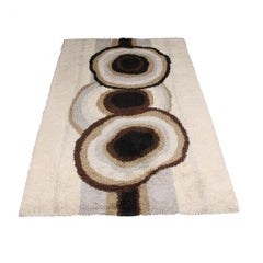 Extra large tapis scandinave Rya beige à poils longs d'origine d'E Ege Taepper, années 1960