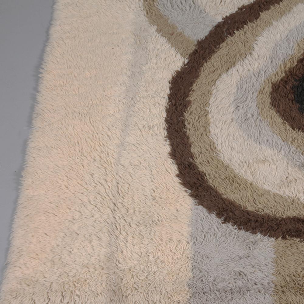 20th Century Extra Large Original Scandinavian High Pile Beige Rya Rug by Ege Taepper, 1960s