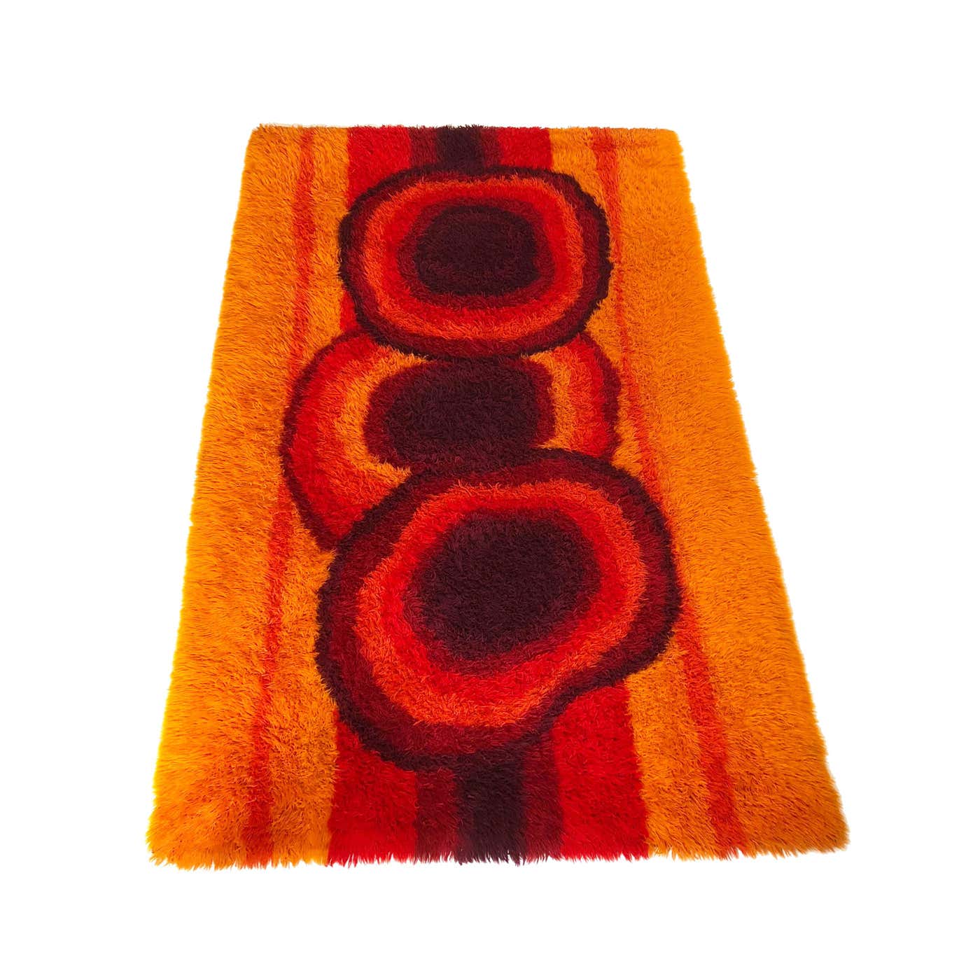 Extra Large Original Scandinavian High Pile Orange Rya Rug by Ege ...