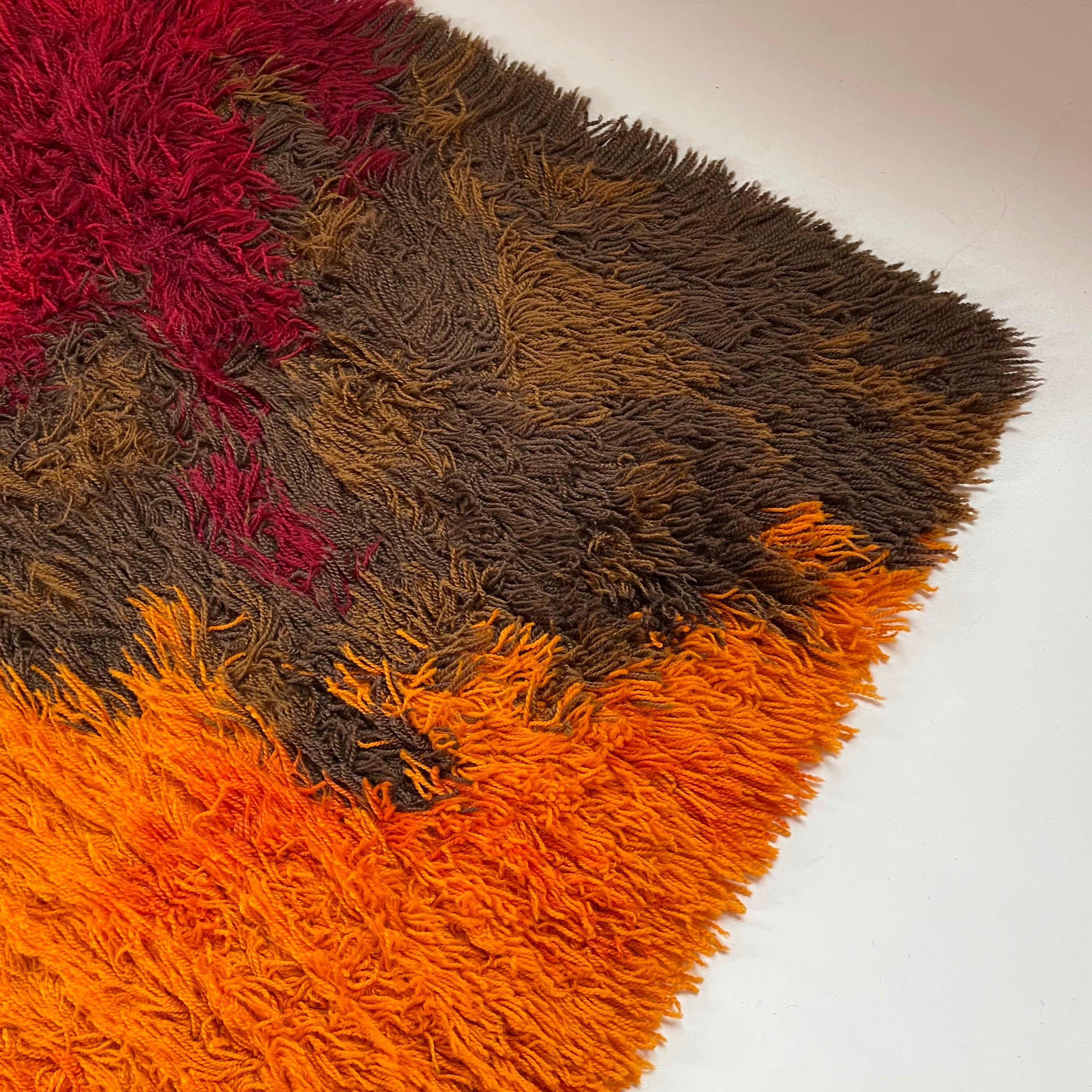 Extra Large Original Scandinavian High Pile Rya Rug by Ege Taepper Deluxe, 1970s 3