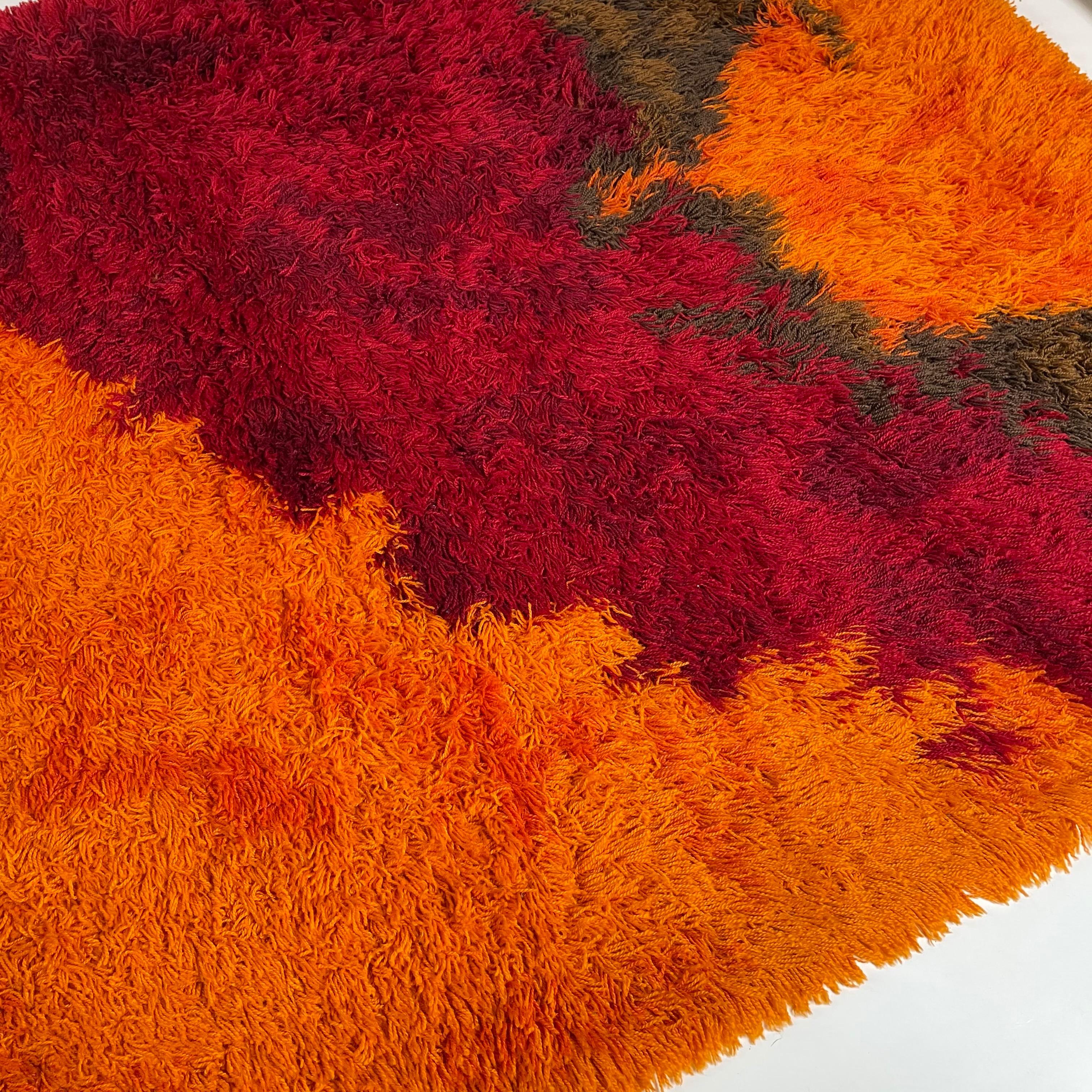 Extra Large Original Scandinavian High Pile Rya Rug by Ege Taepper Deluxe, 1970s 5