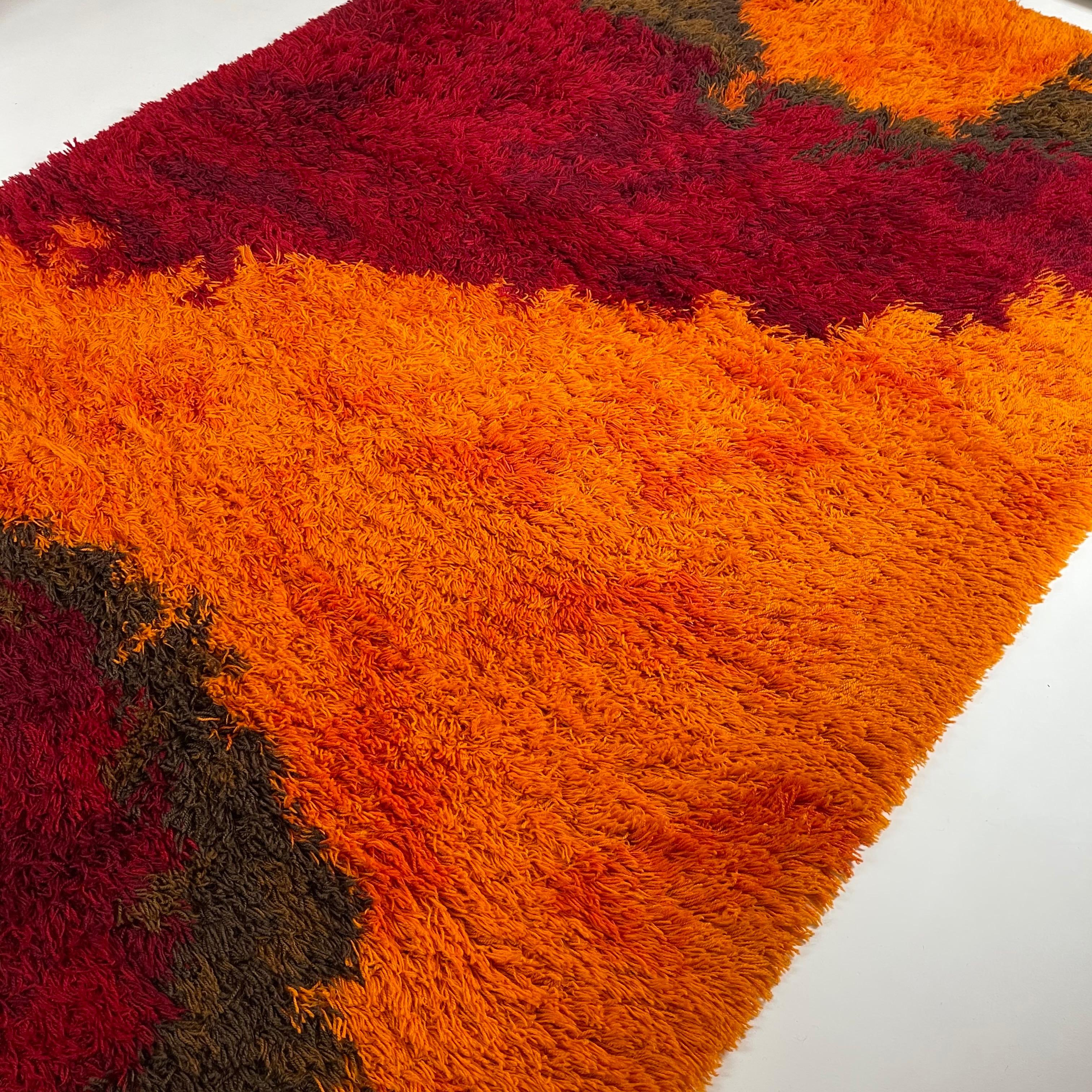 Extra Large Original Scandinavian High Pile Rya Rug by Ege Taepper Deluxe, 1970s 10