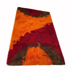 Extra Large Original Scandinavian High Pile Rya Rug by Ege Taepper Deluxe, 1970s
