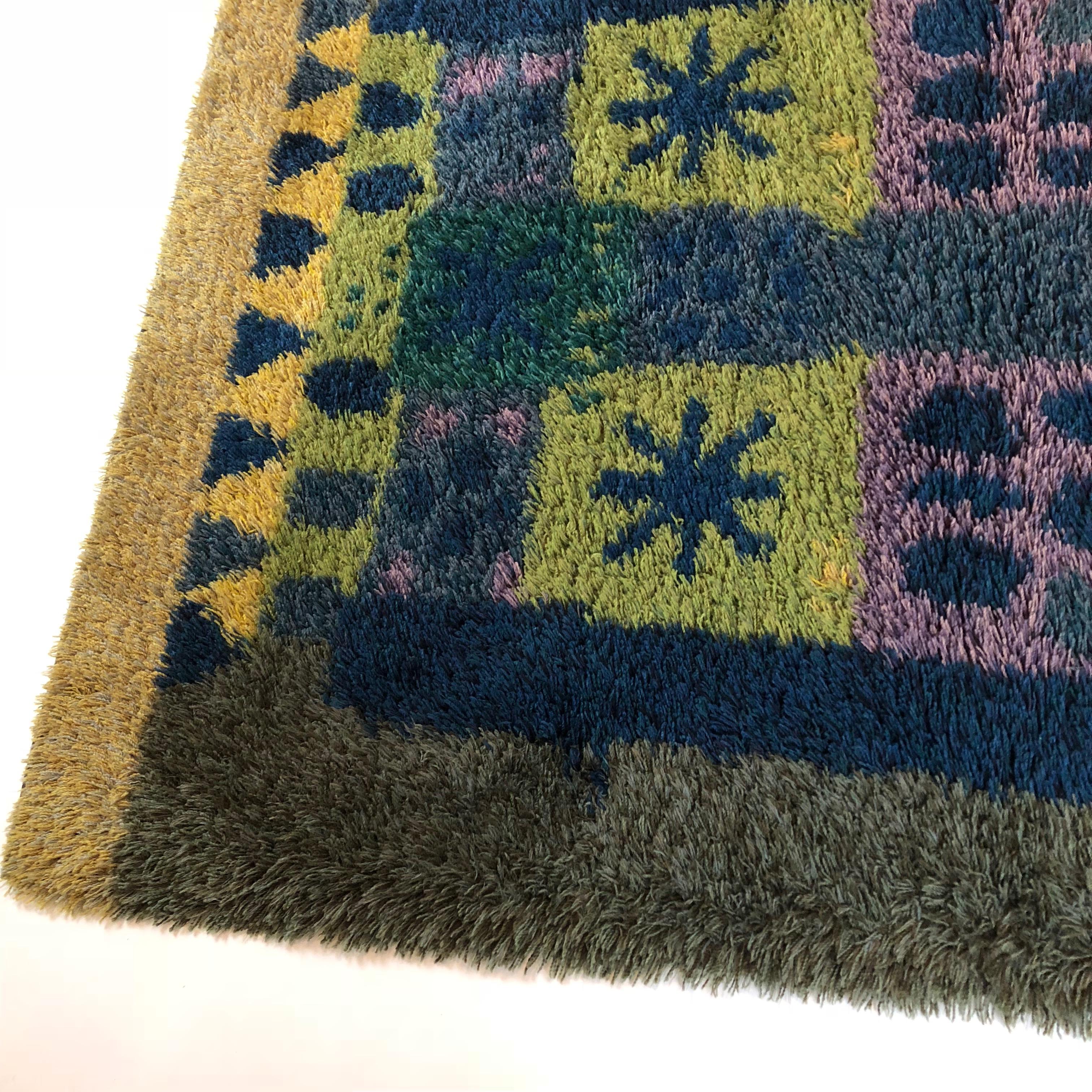 Wool Extra Large Original Scandinavian Rya Rug, Arne Lindaas for Sellgren AS, Norway For Sale