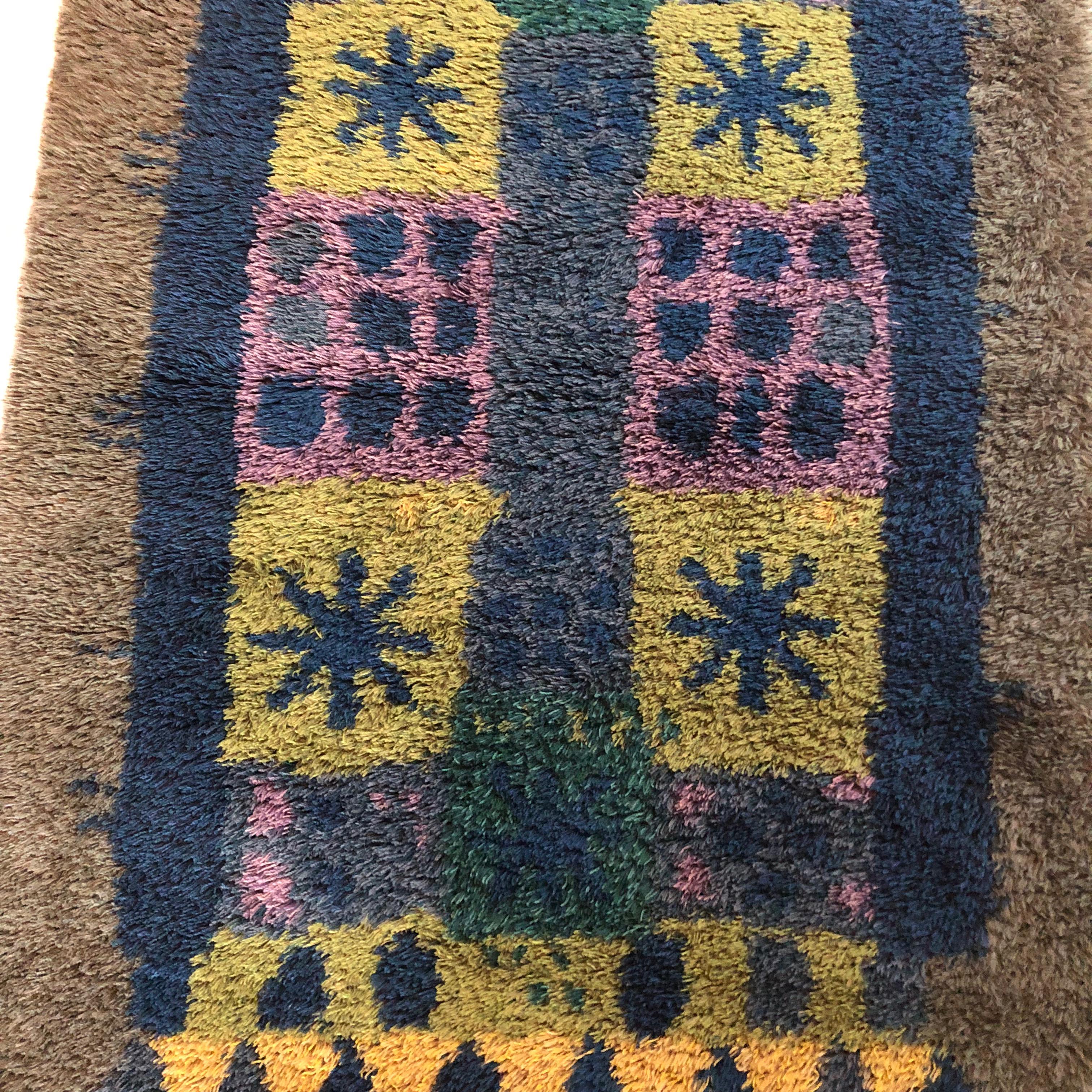 Extra Large Original Scandinavian Rya Rug, Arne Lindaas for Sellgren AS, Norway For Sale 8