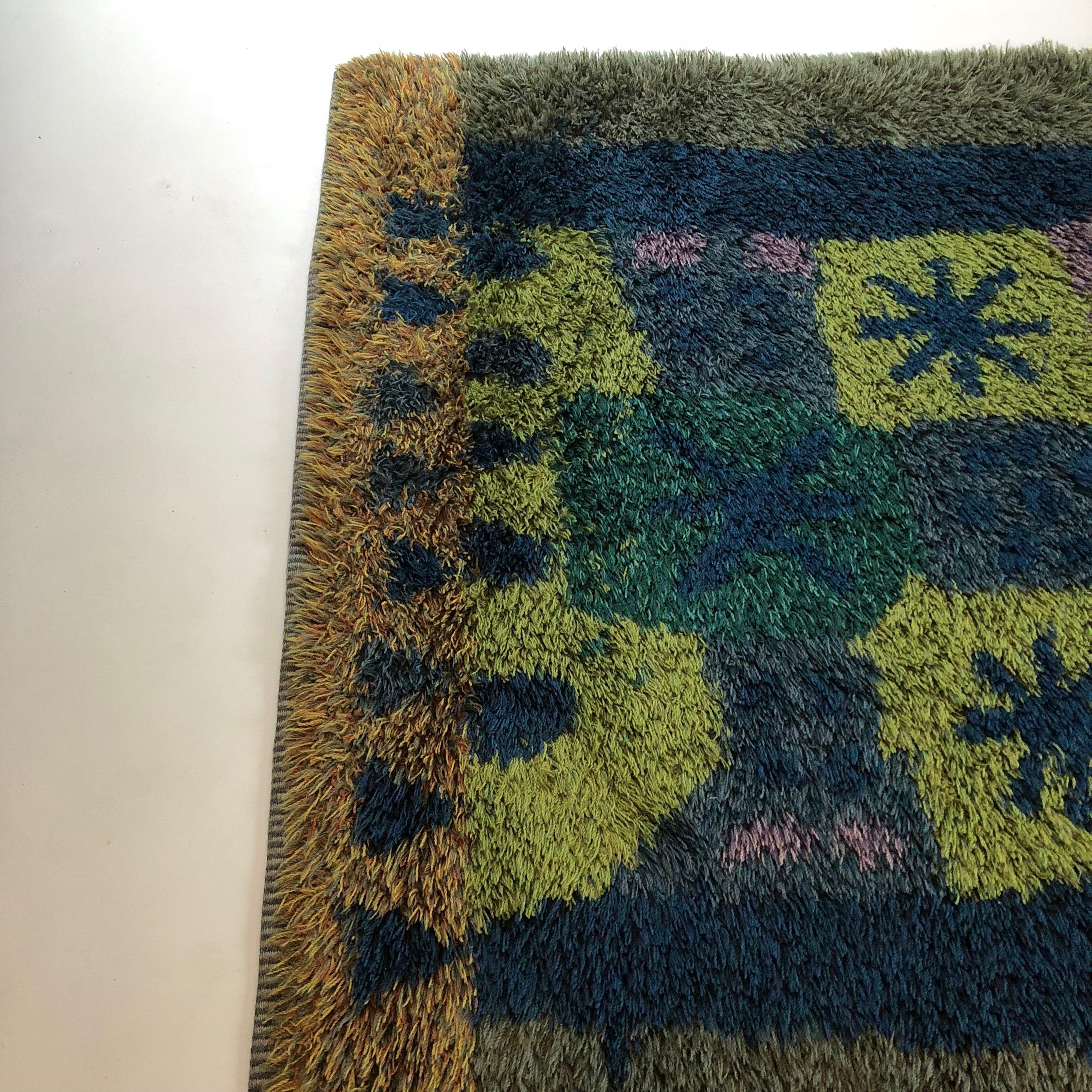 Norwegian Extra Large Original Scandinavian Rya Rug, Arne Lindaas for Sellgren AS, Norway For Sale