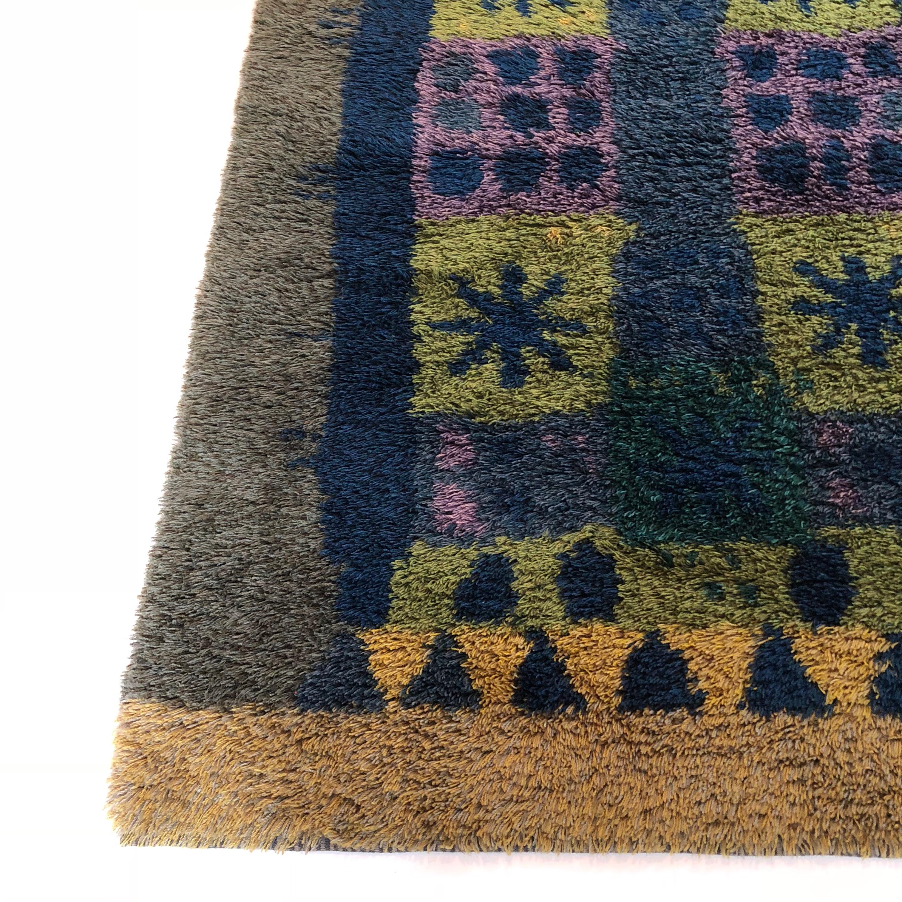 20th Century Extra Large Original Scandinavian Rya Rug, Arne Lindaas for Sellgren AS, Norway For Sale