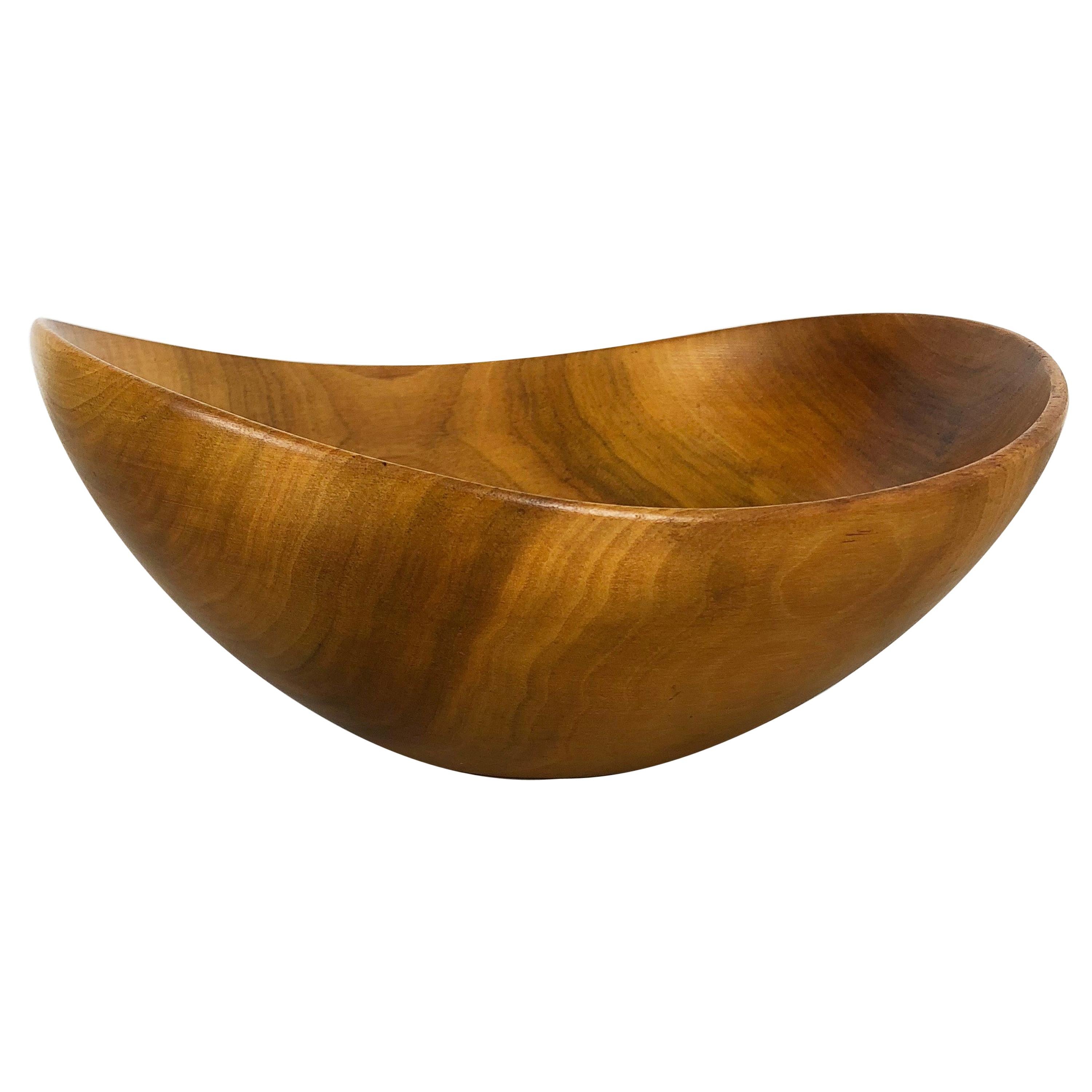 Extra Large Original Vintage Shell Bowl in Solid Walnut Wood, Germany, 1970s