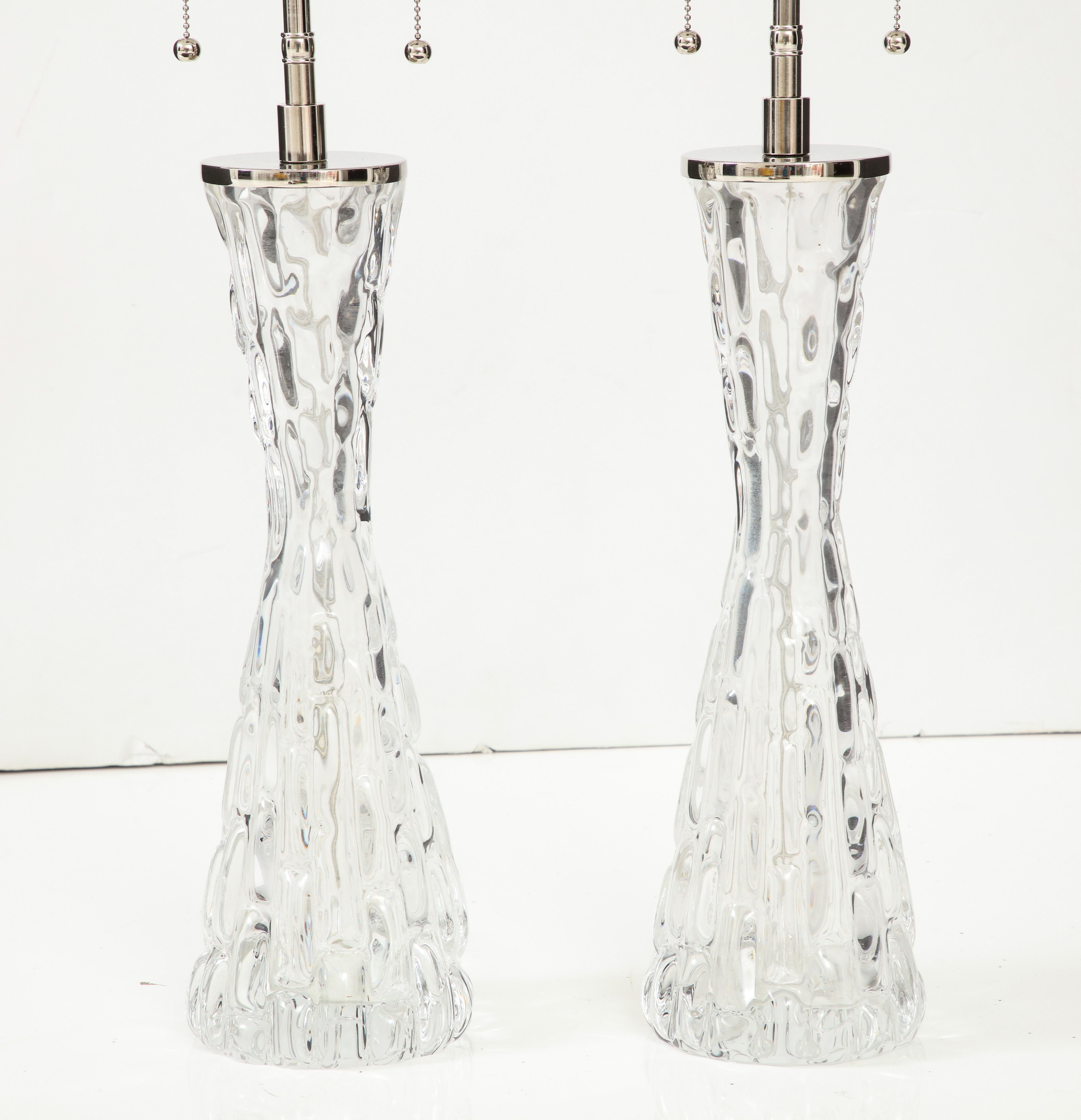 Extra Large Pair of 1970's Crystal Lamps by Carl Fagerlund for Orrefors. In Good Condition For Sale In New York, NY