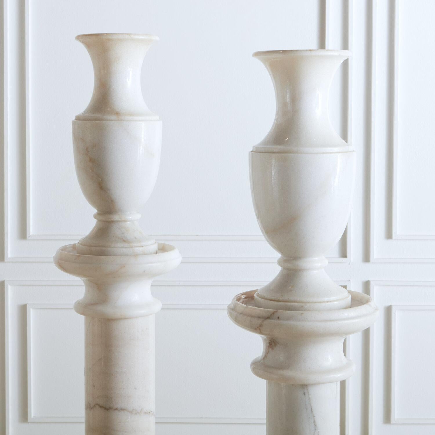 Extra Large Pair of White Carrara Marble Vases  1
