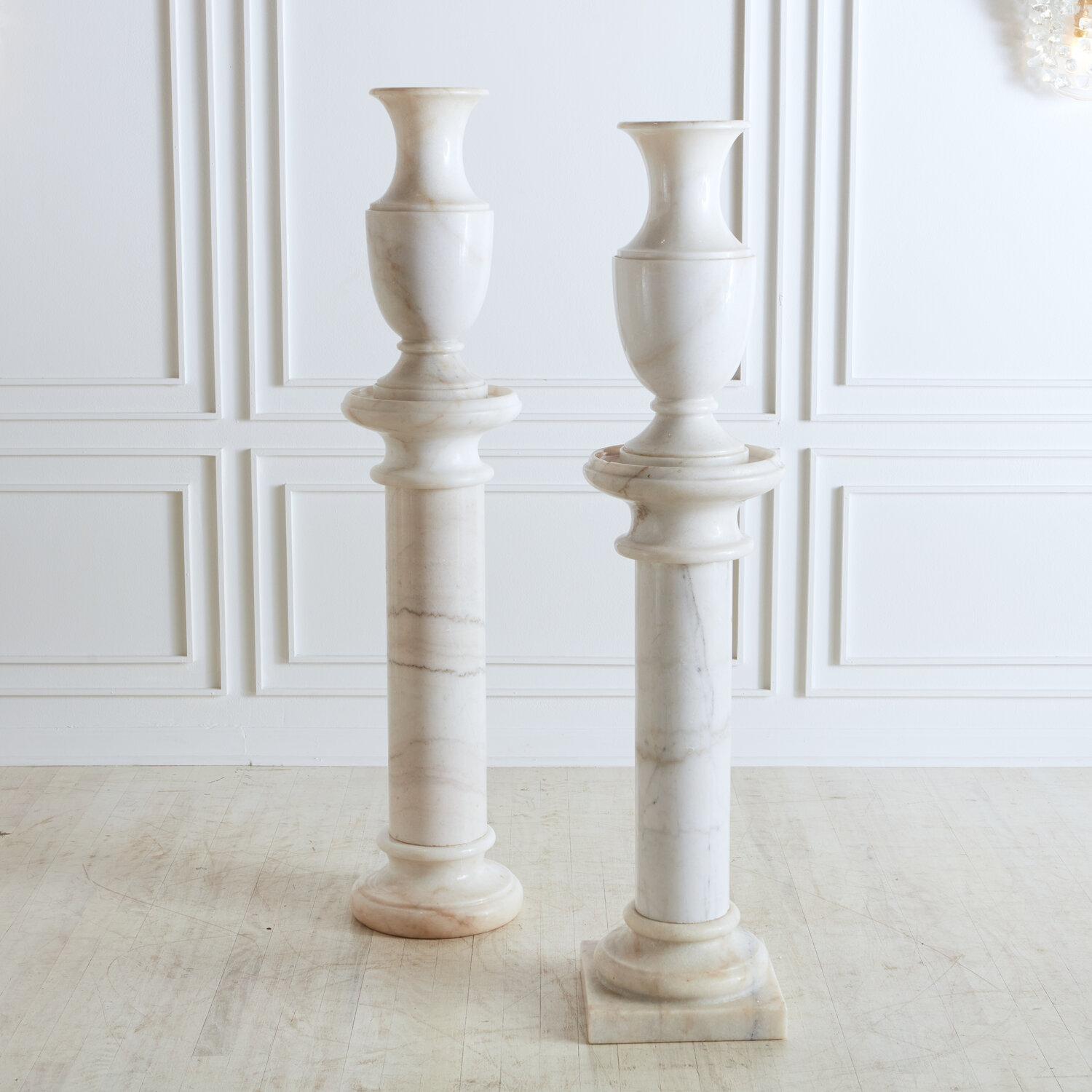 Extra Large Pair of White Carrara Marble Vases  5