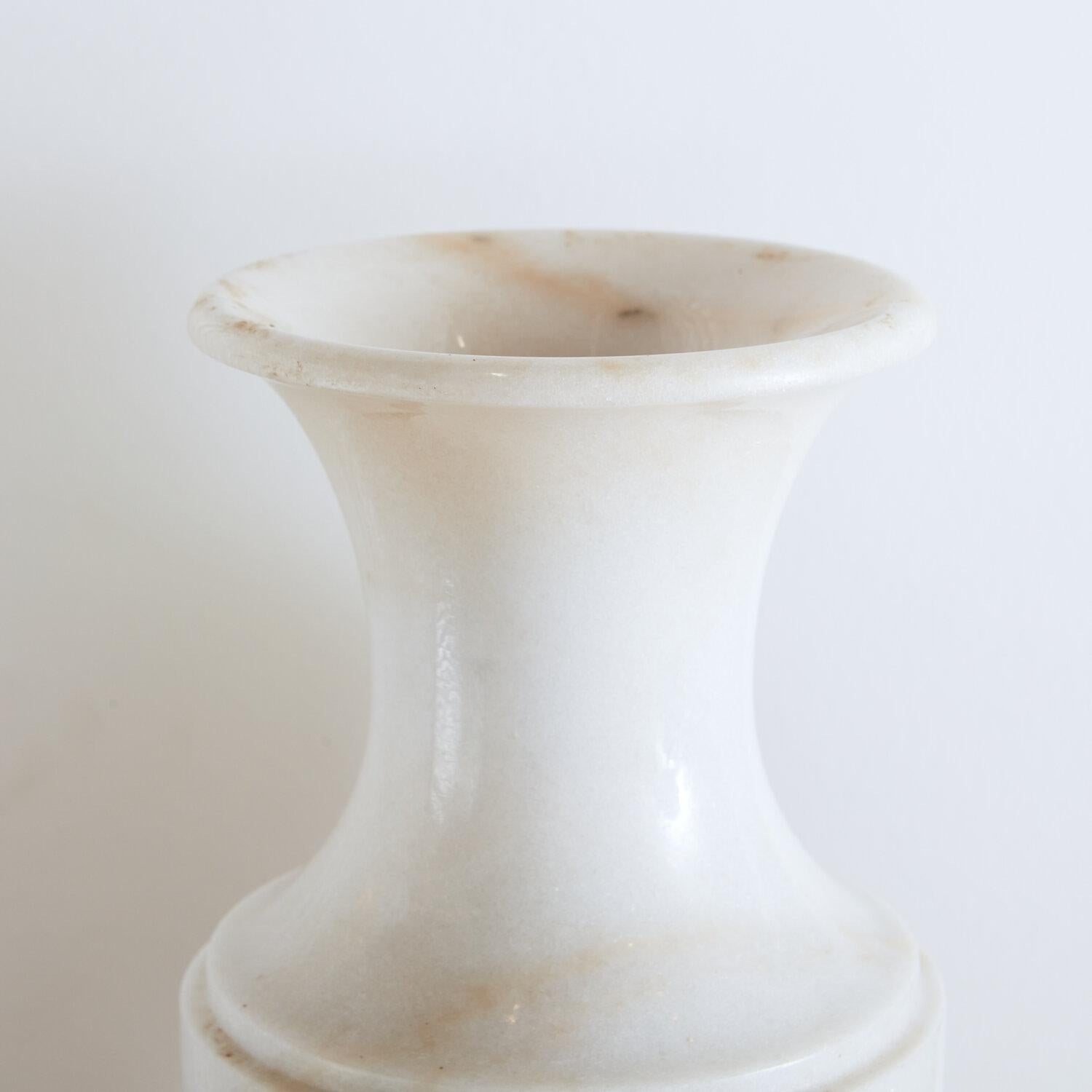 Italian Extra Large Pair of White Carrara Marble Vases 