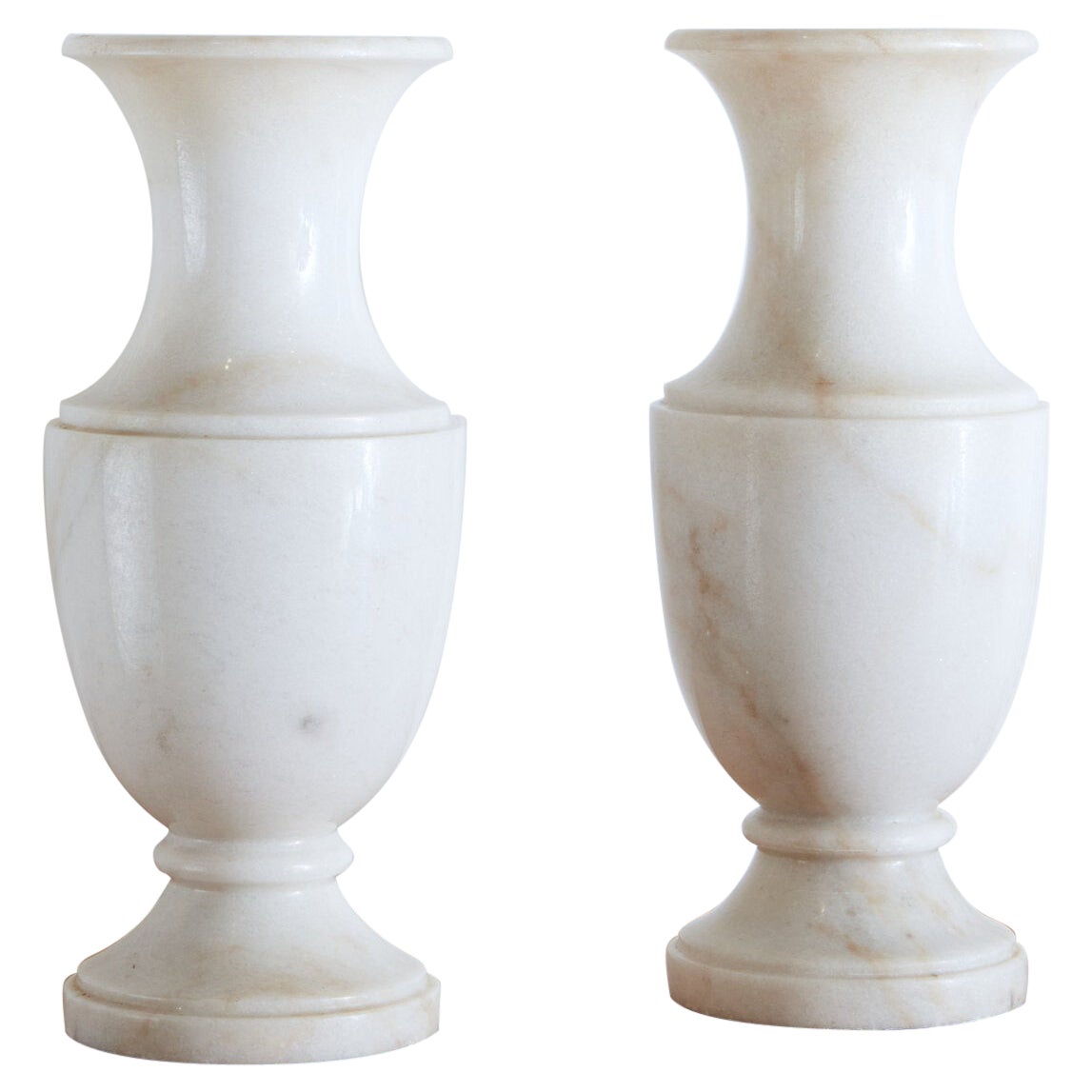 Extra Large Pair of White Carrara Marble Vases