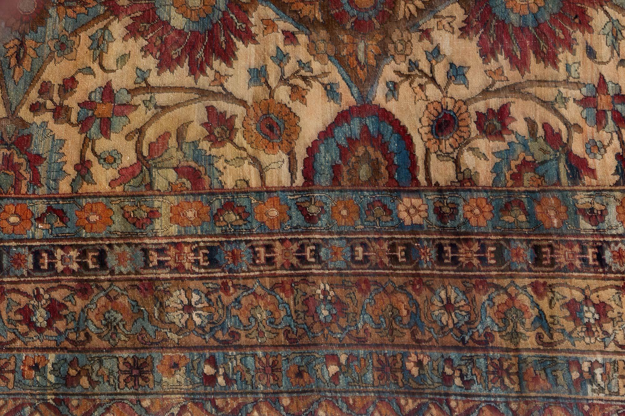 Hand-Knotted Extra Large Early 20th Century Persian Kirman Botanic Rug For Sale